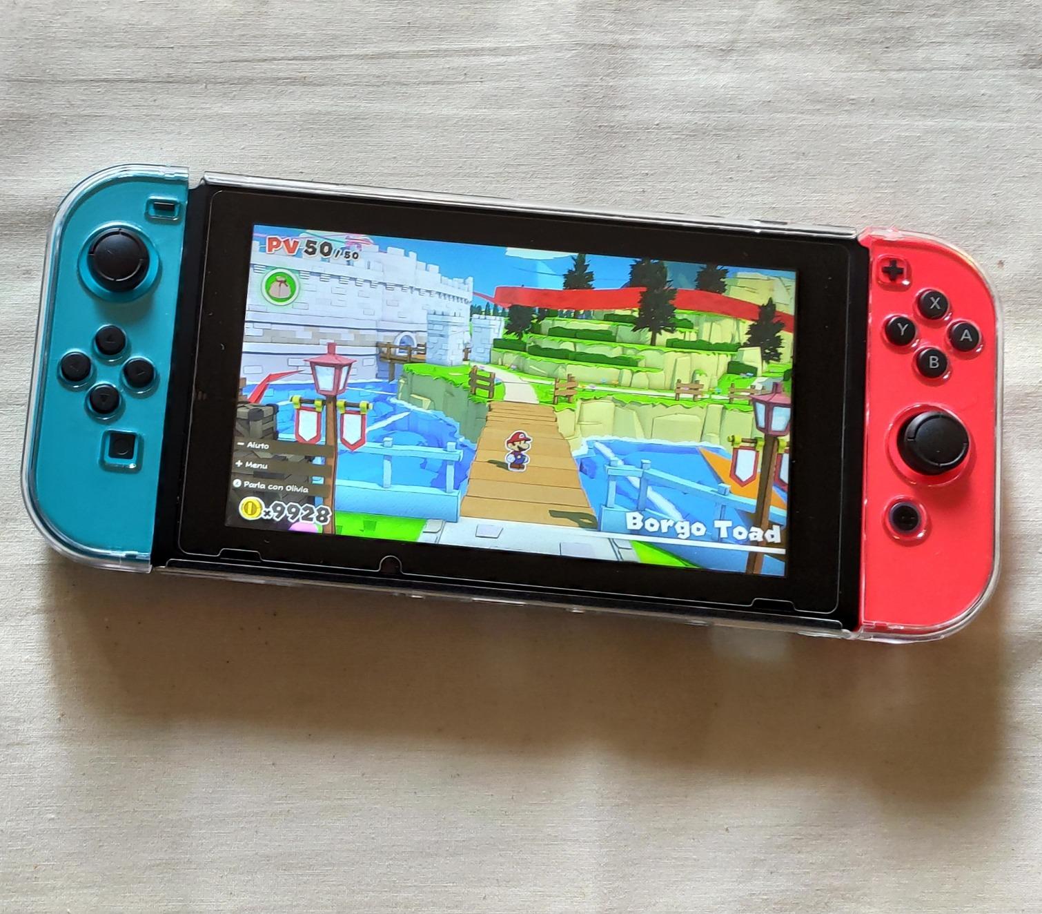 ECENCE Hardcase Custodia Trasparente per Nintendo Switch + Vetro