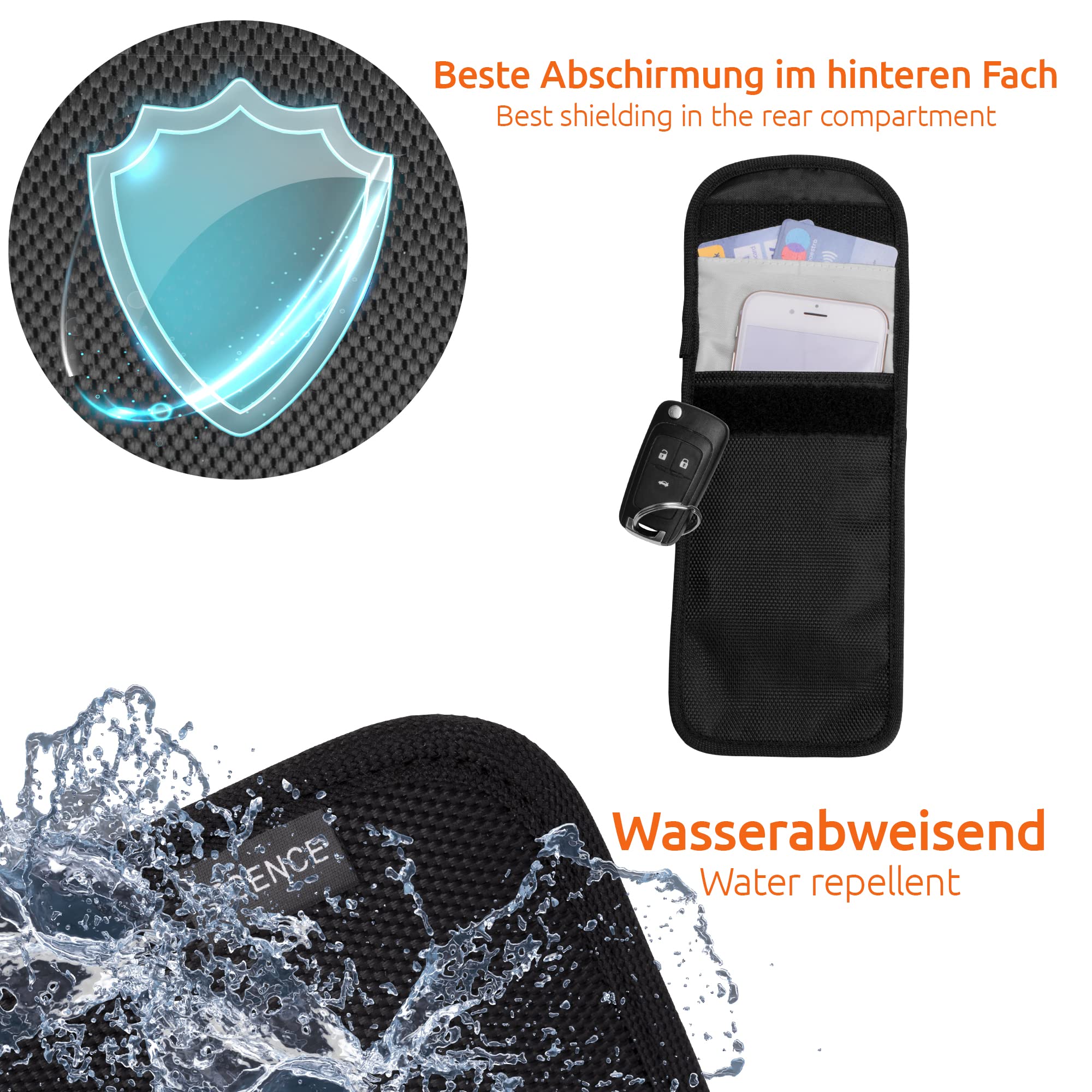 ECENCE sacchetto Faraday telefono chiave auto RFID 2 pz nero