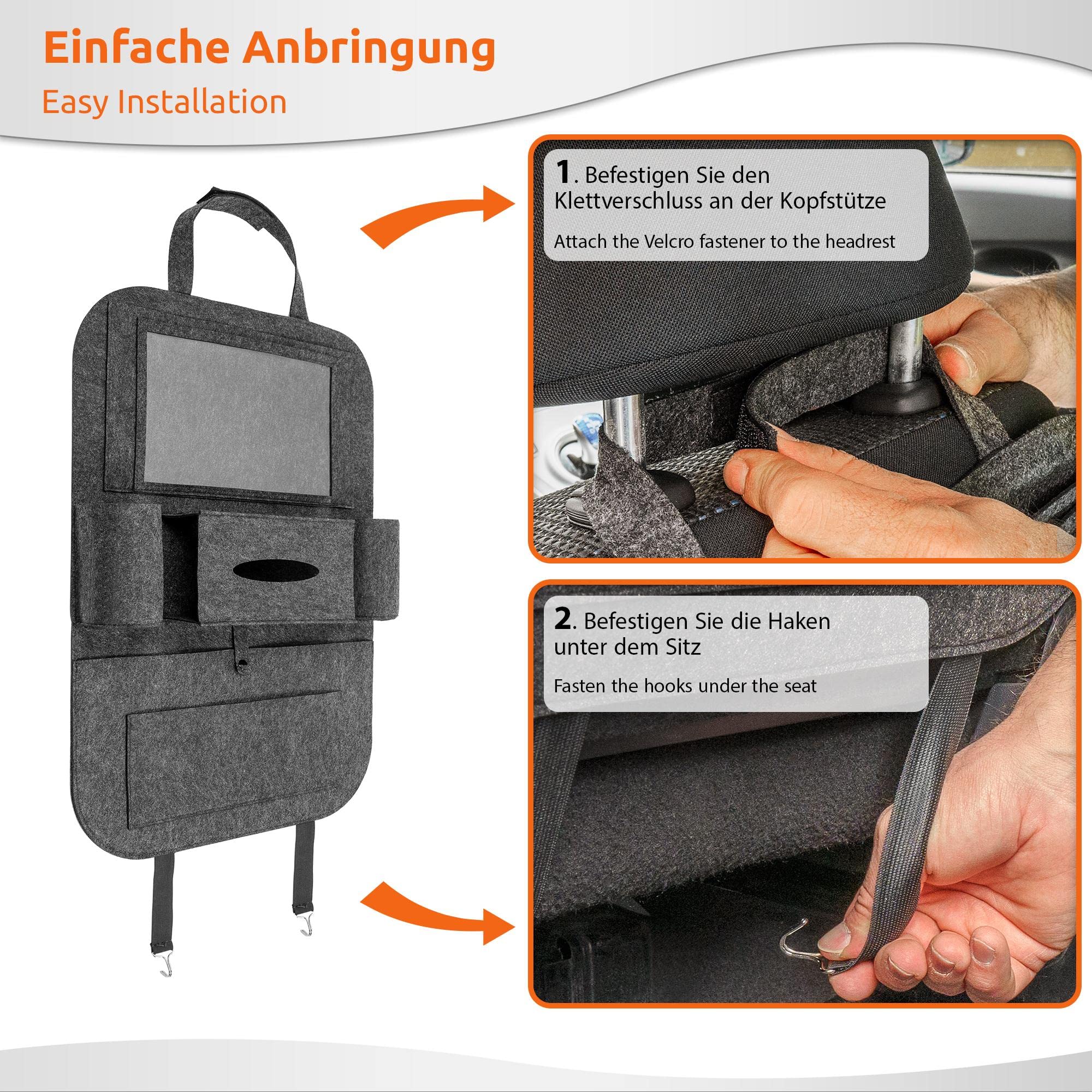 ECENCE Protezione sedile auto bambini 2 pezzi feltro 60cm