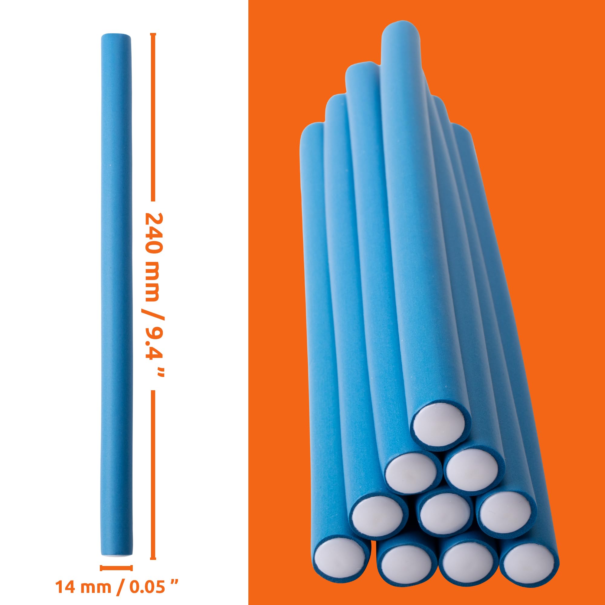 ECENCE Papillote bigodini capelli 14x240 mm 10 pezzi morbidi