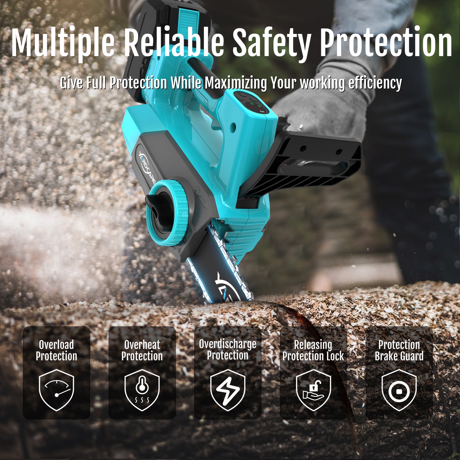 Yardcare Motosega a Batteria 12" Brushless con Display