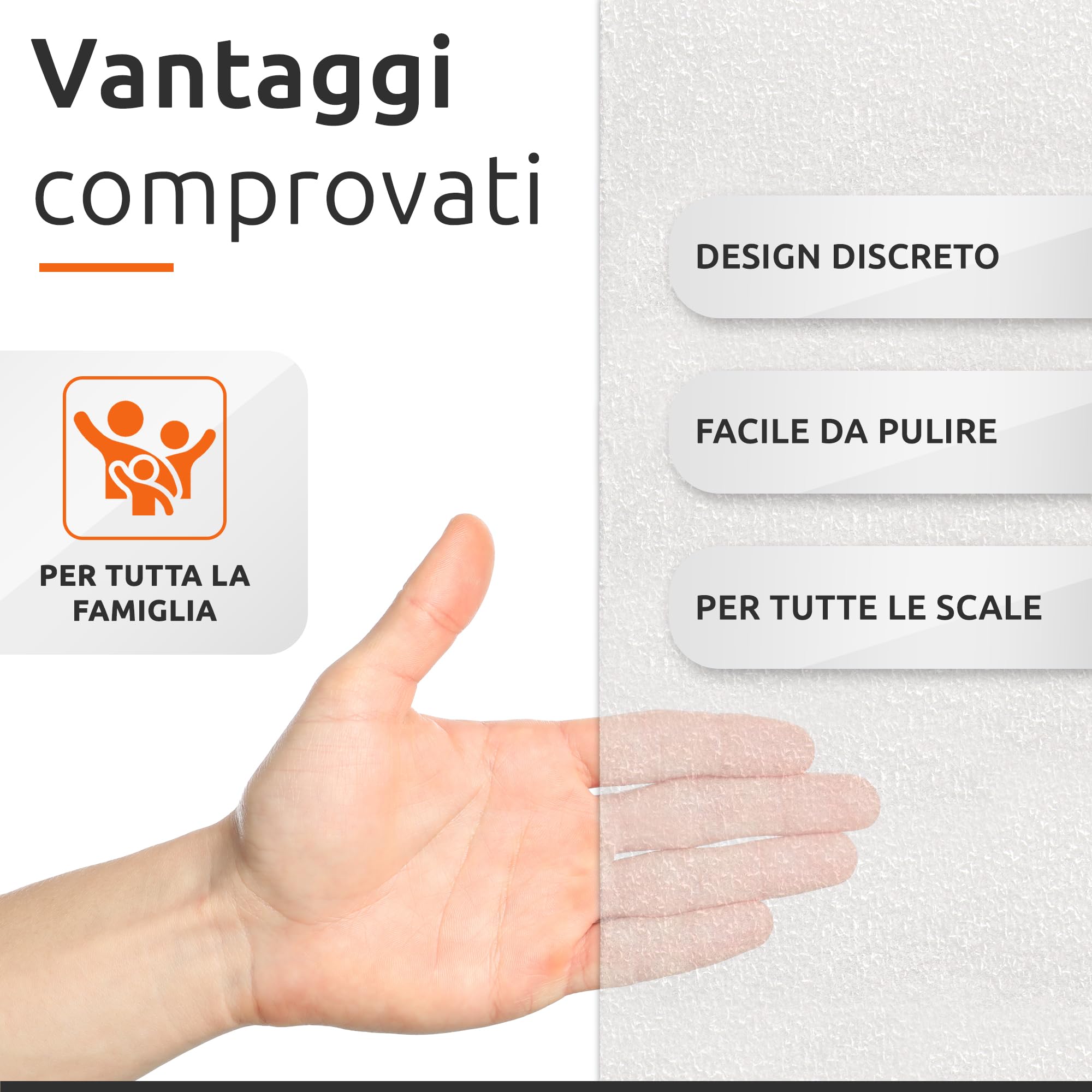 ECENCE Strisce Antiscivolo Scale 16pz 60x10cm Trasparenti