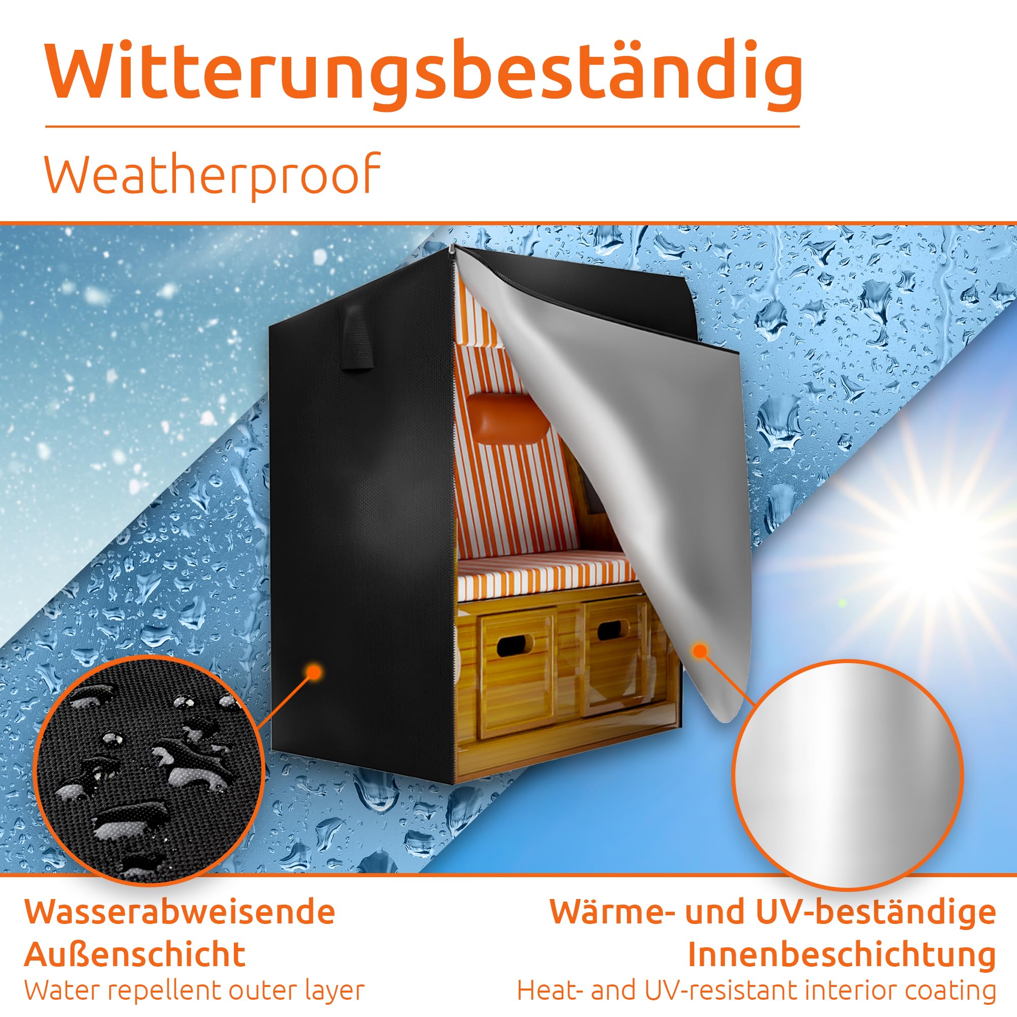 ECENCE telo protettivo strandkorb impermeabile nero 135x105cm