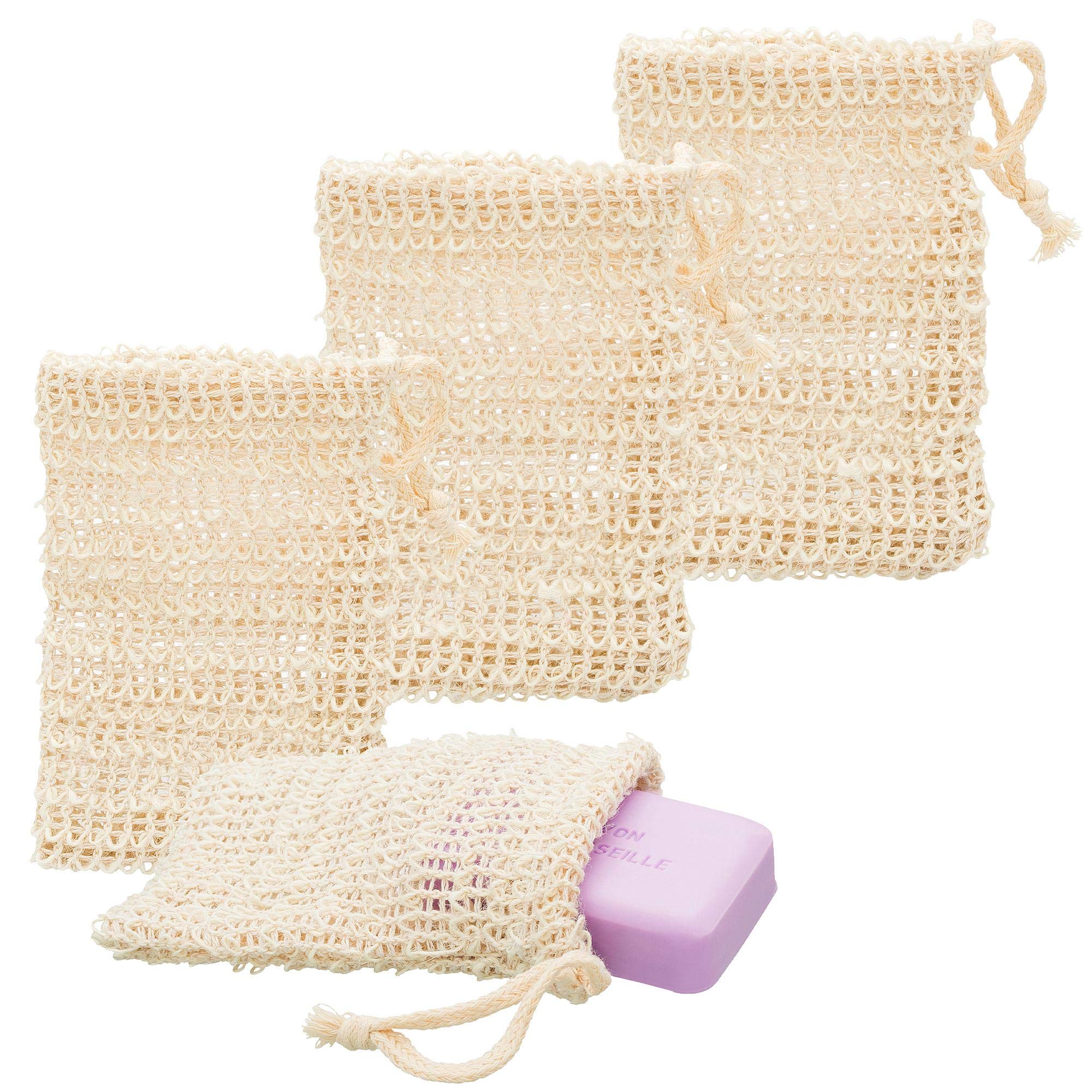 ECENCE Sacchetti Sapone Sisal 14x9 cm 4 Pezzi Esfolianti