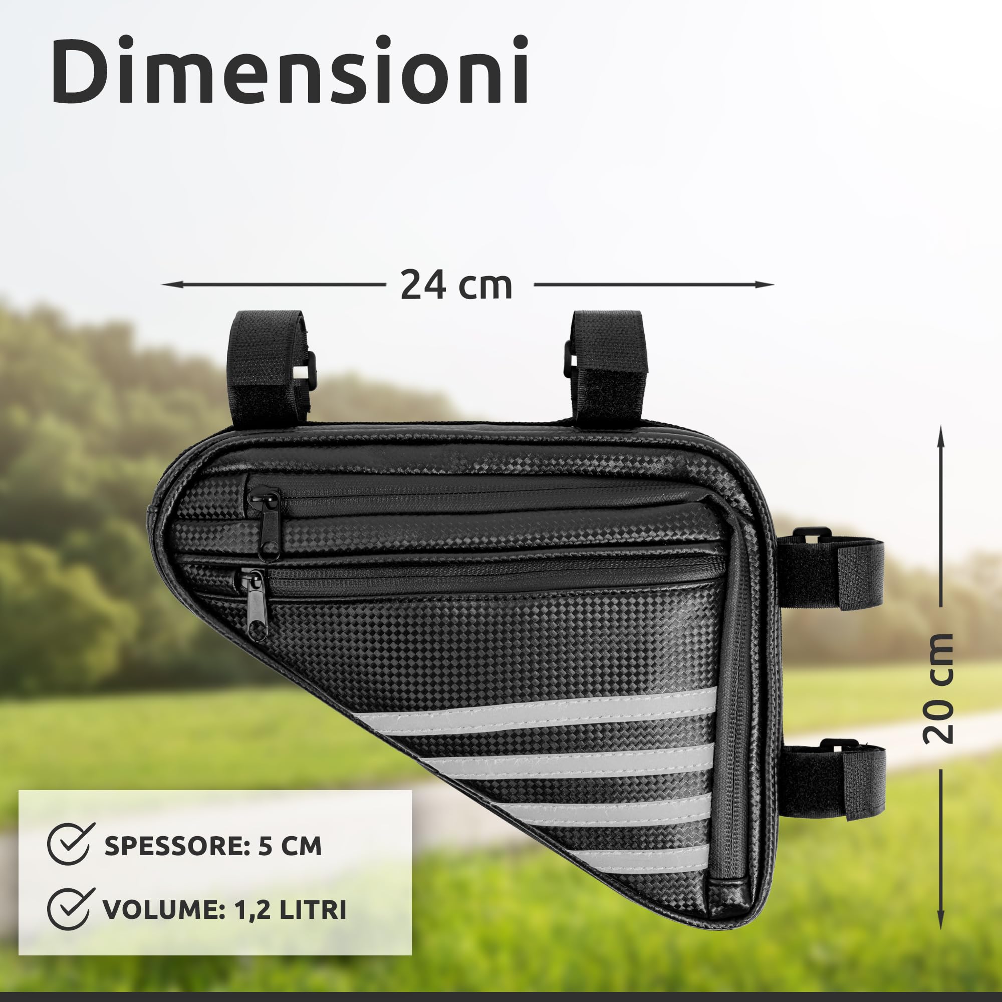 ECENCE borsa telaio bici triangolare nera impermeabile