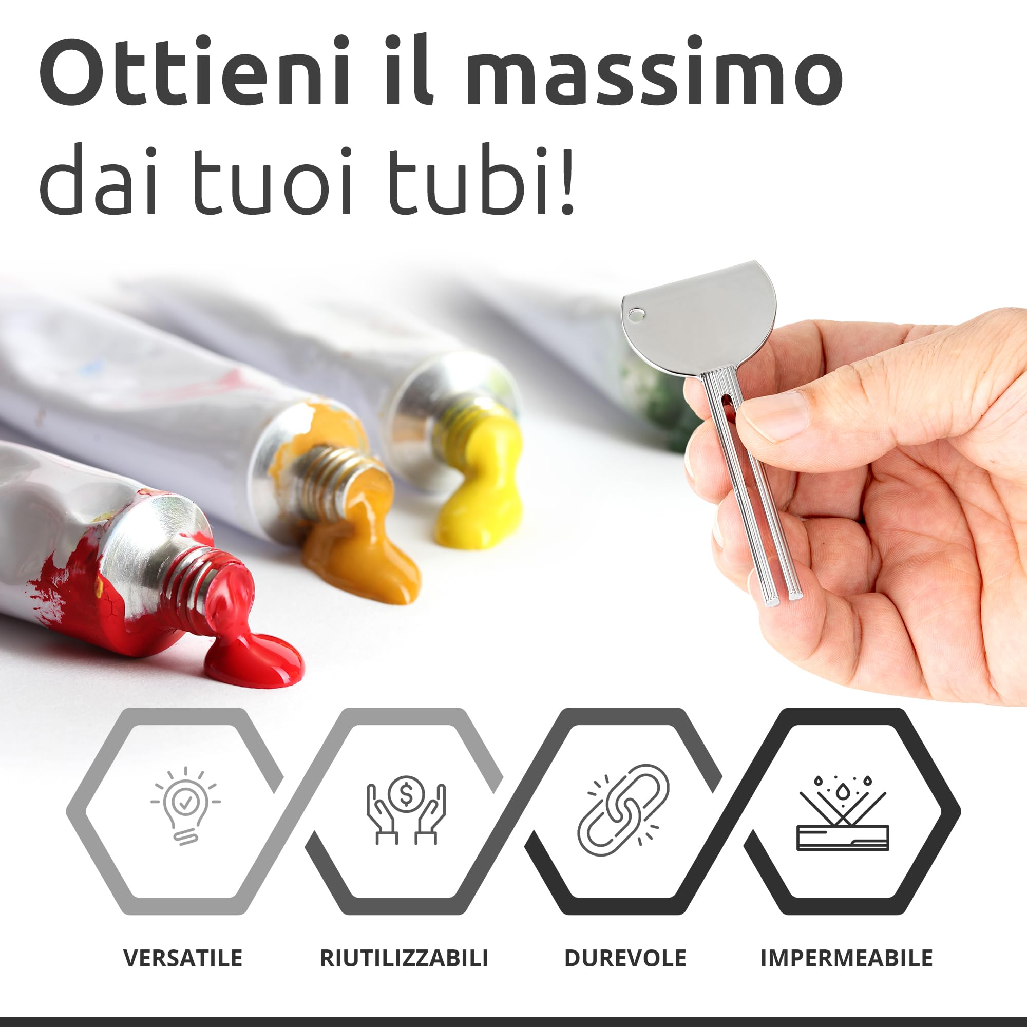 Ecence spremitubetto in alluminio 3 pezzi 82 mm