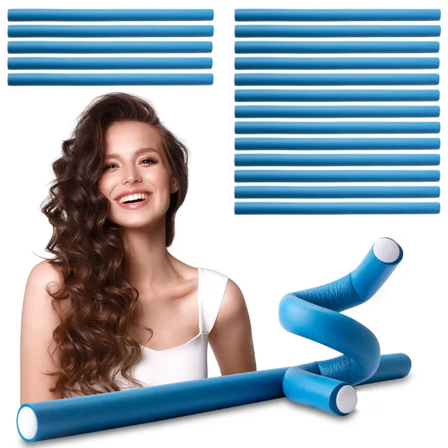 ECENCE Bigodini Flessibili Blu 20 pezzi 14 mm Senza Calore