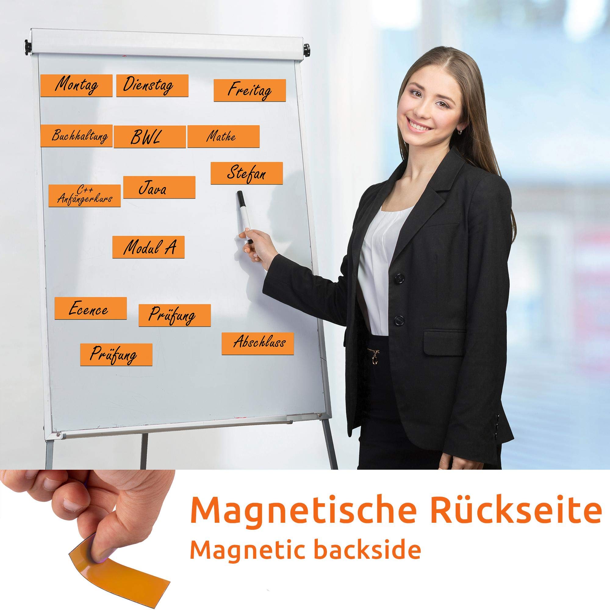 Ecence Etichette Magnetiche Scrivibili 60x20 mm Arancione 75 pz
