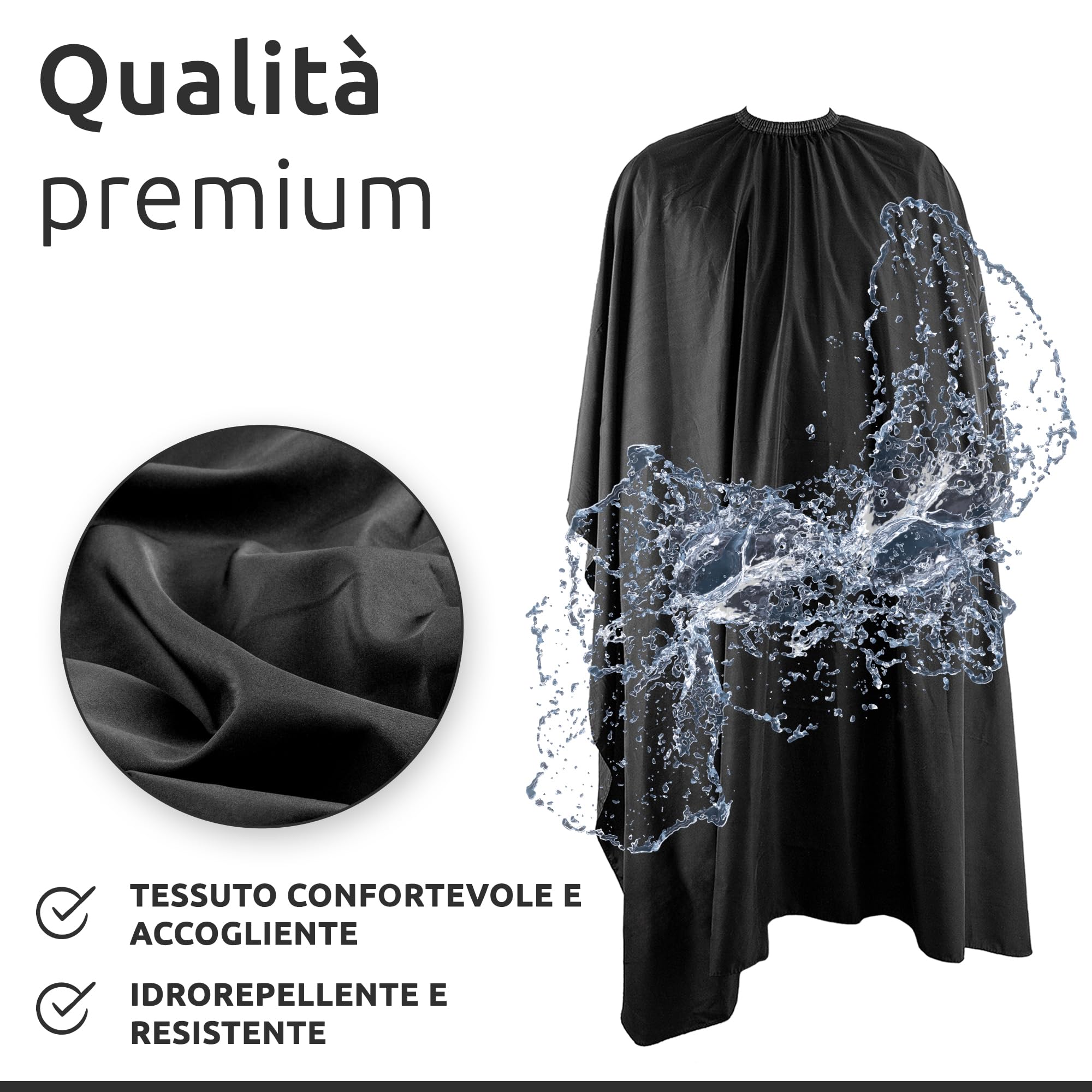 ECENCE Mantella parrucchiere nero 150x120cm mantella idrorepellente