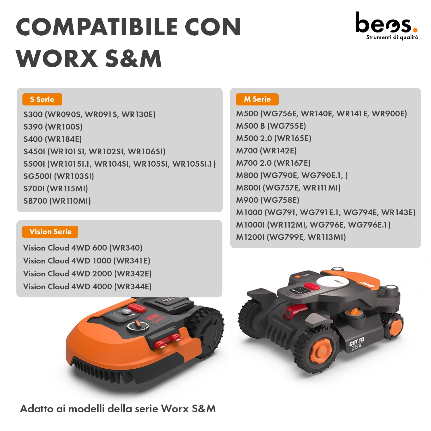 Beos Punte Trazione Robot Tosaerba Worx S M Inox 12 Pezzi