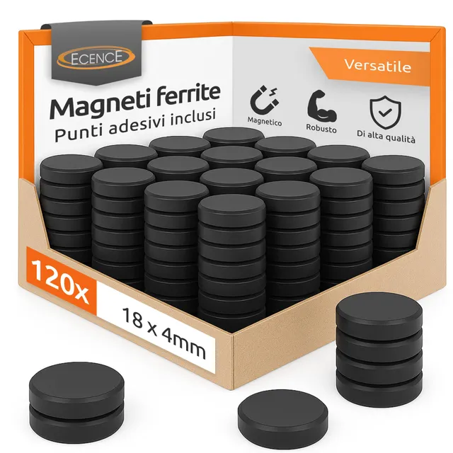 ECENCE Magneti Ferrite Frigo 120 Pezzi 18x4mm