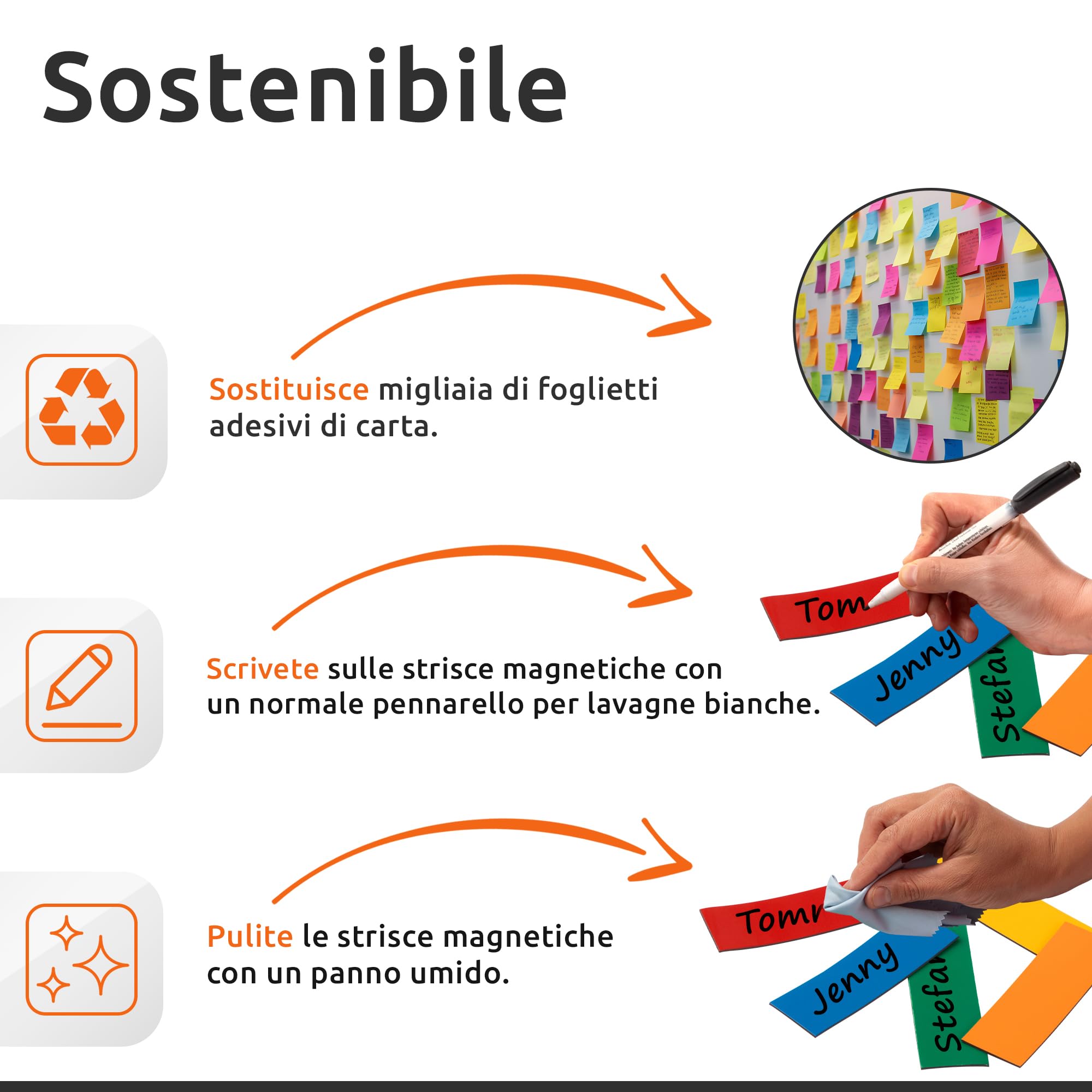 ECENCE etichette magnetiche 150 pezzi 60x20 mm colorate