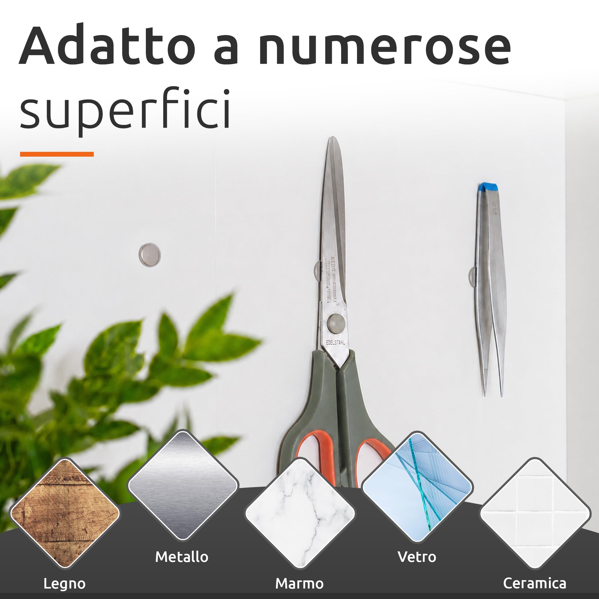 ECENCE Magneti neodimio tondi 10x1,5mm 20 pezzi autoadesivi