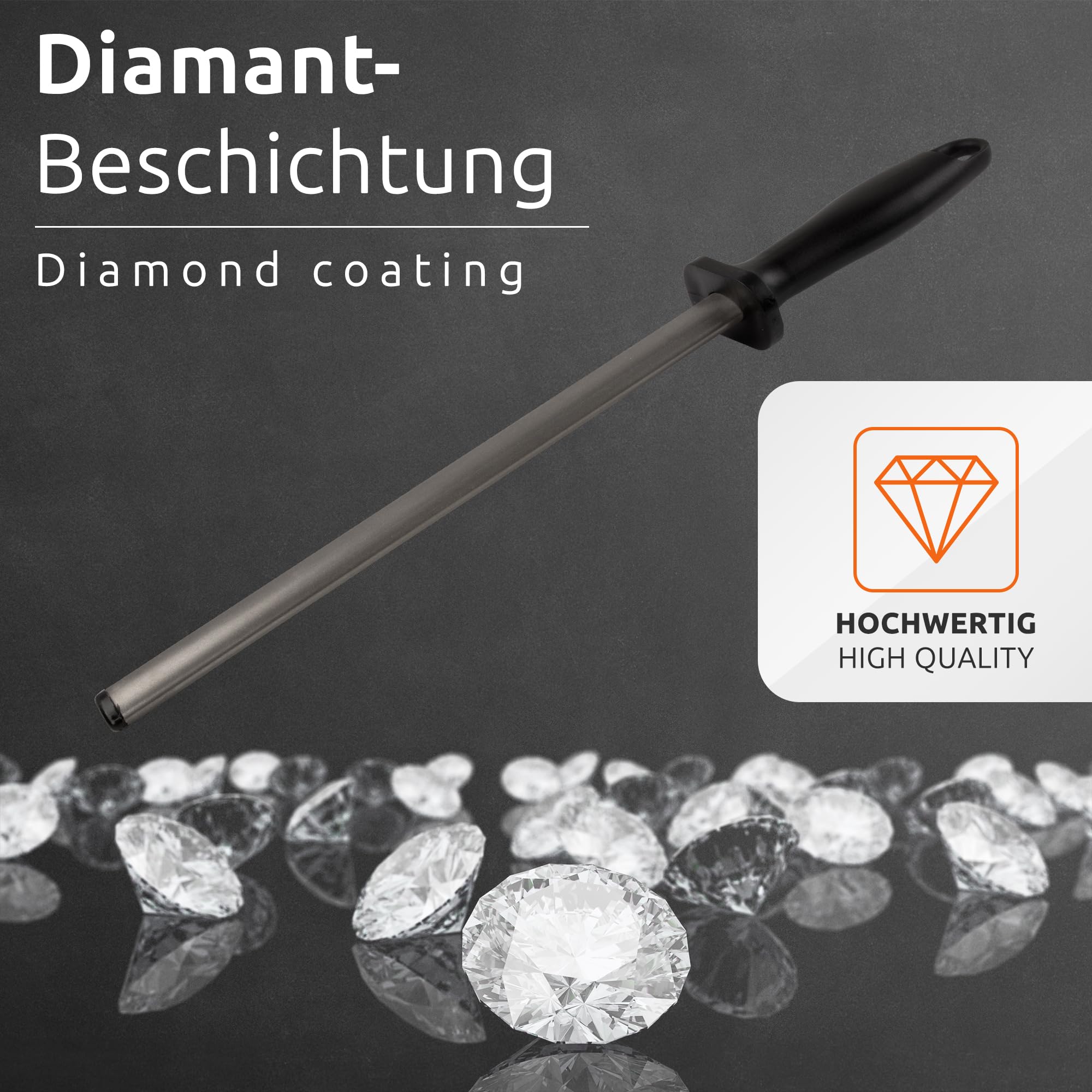 ECENCE Acciaino diamantato affilacoltelli lama 25 cm grana 400