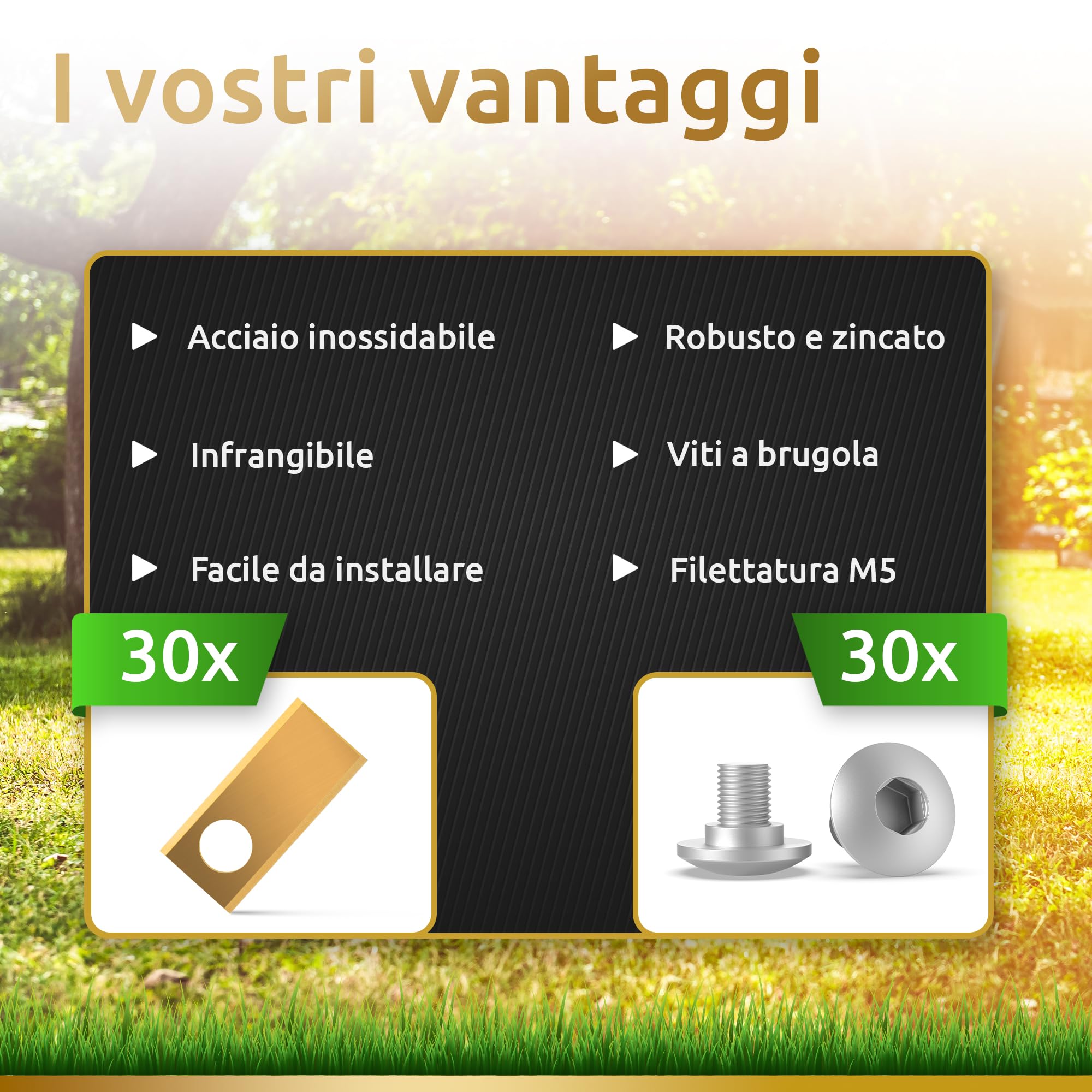 ECENCE Titan lame robot tagliaerba 30 pezzi titanio Miimo