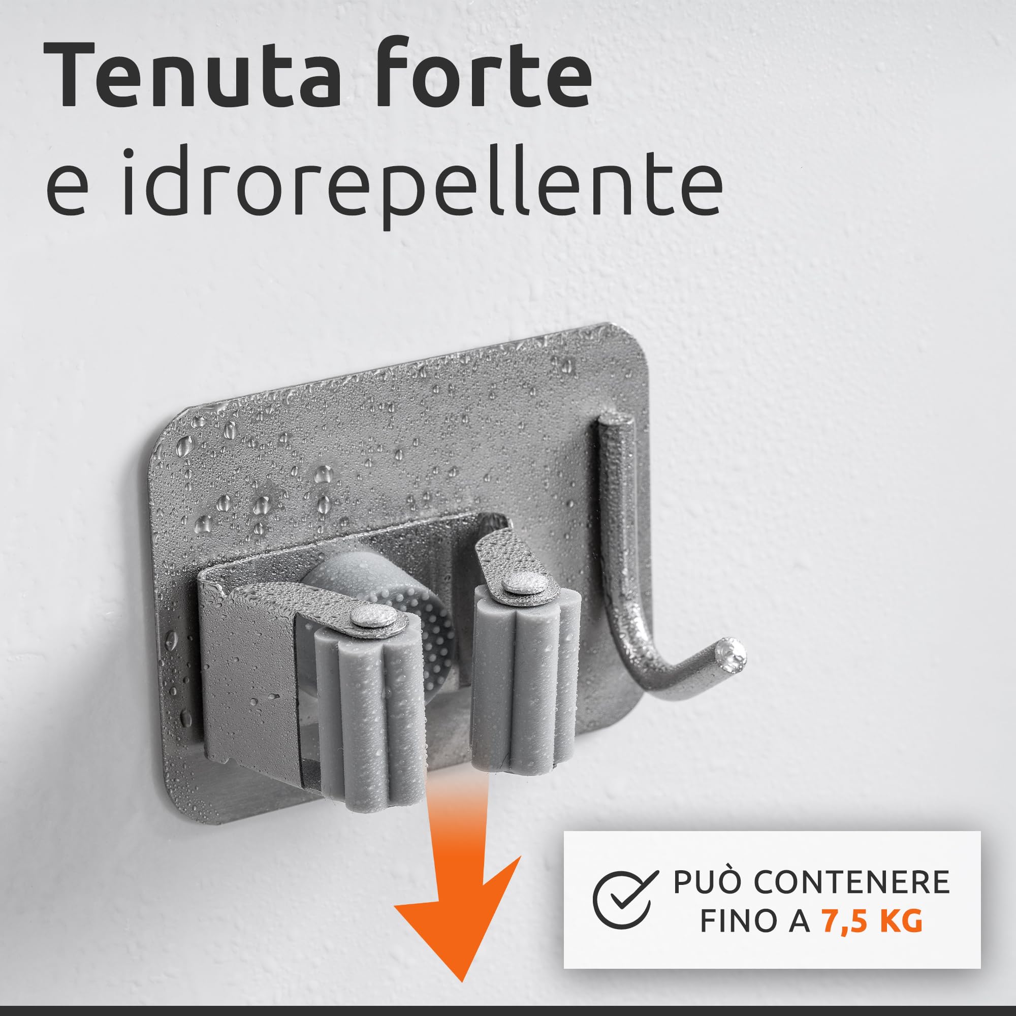 ECENCE Portascope adesivo argento 4 pezzi con ganci