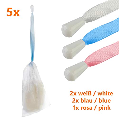 ECENCE Sacchetti Sapone Rete Nylon 5 Pezzi 15x8,5 cm