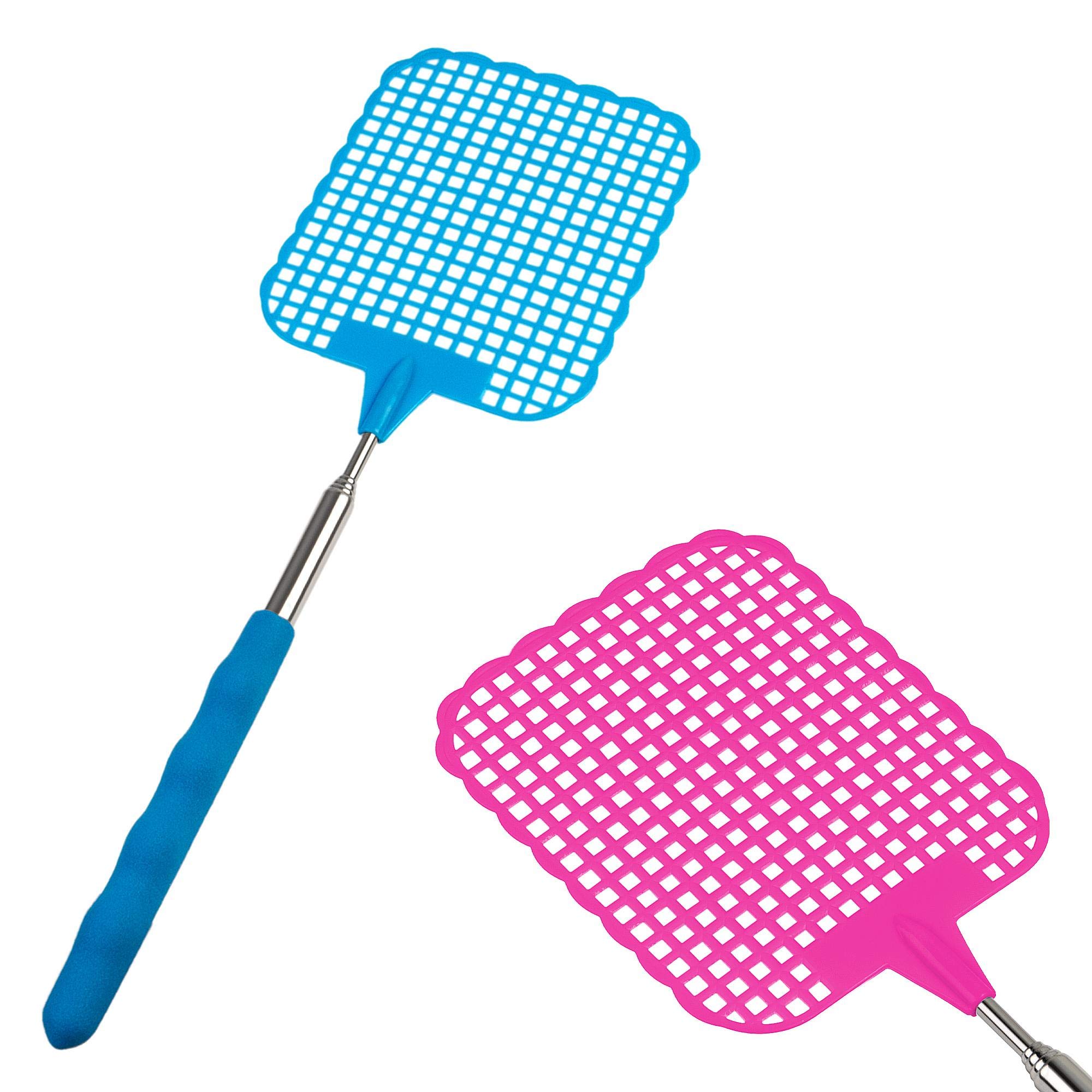 Ecence Scacciamosche telescopico 26-72 cm set 2 blu rosa
