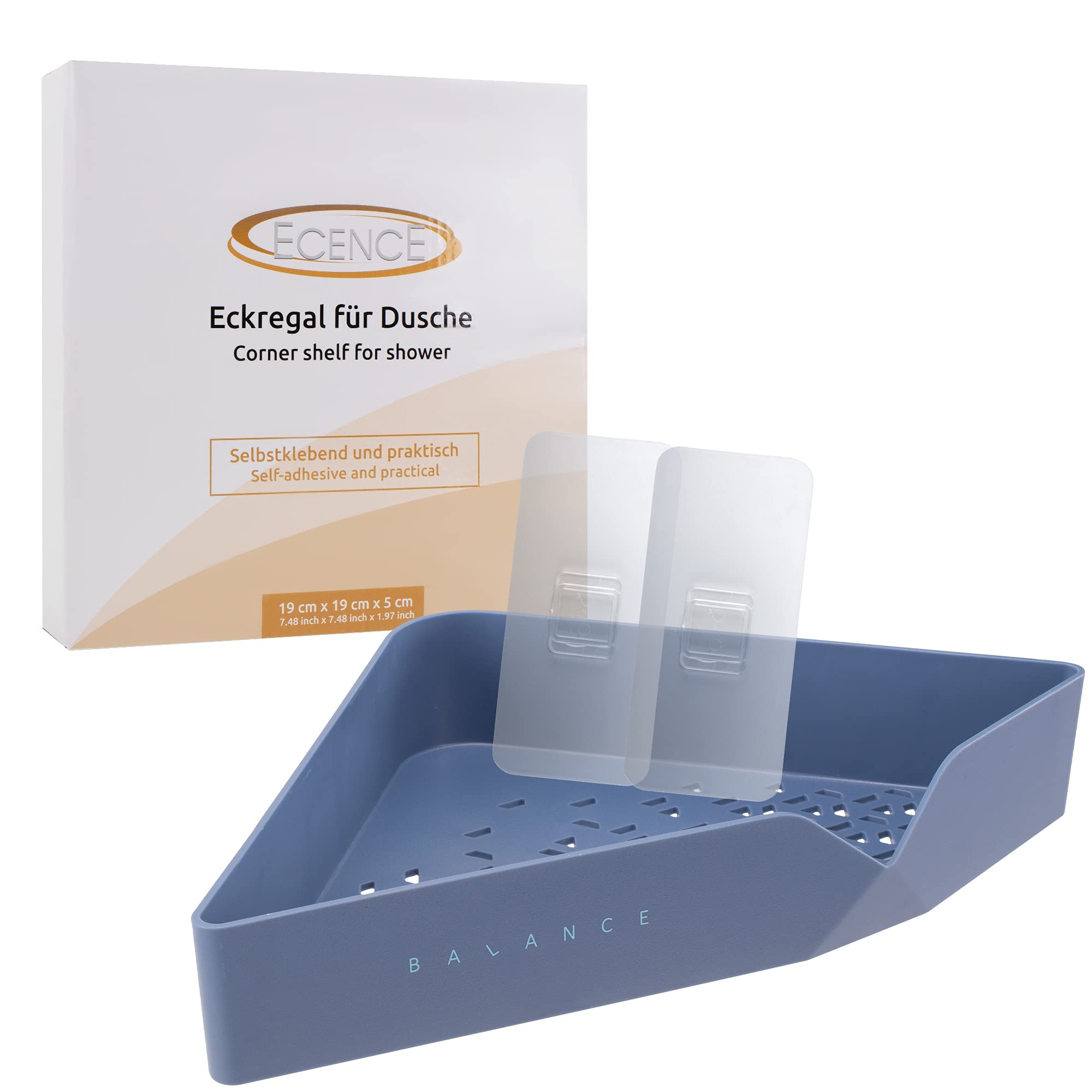 ECENCE mensola doccia angolare blu ABS adesiva