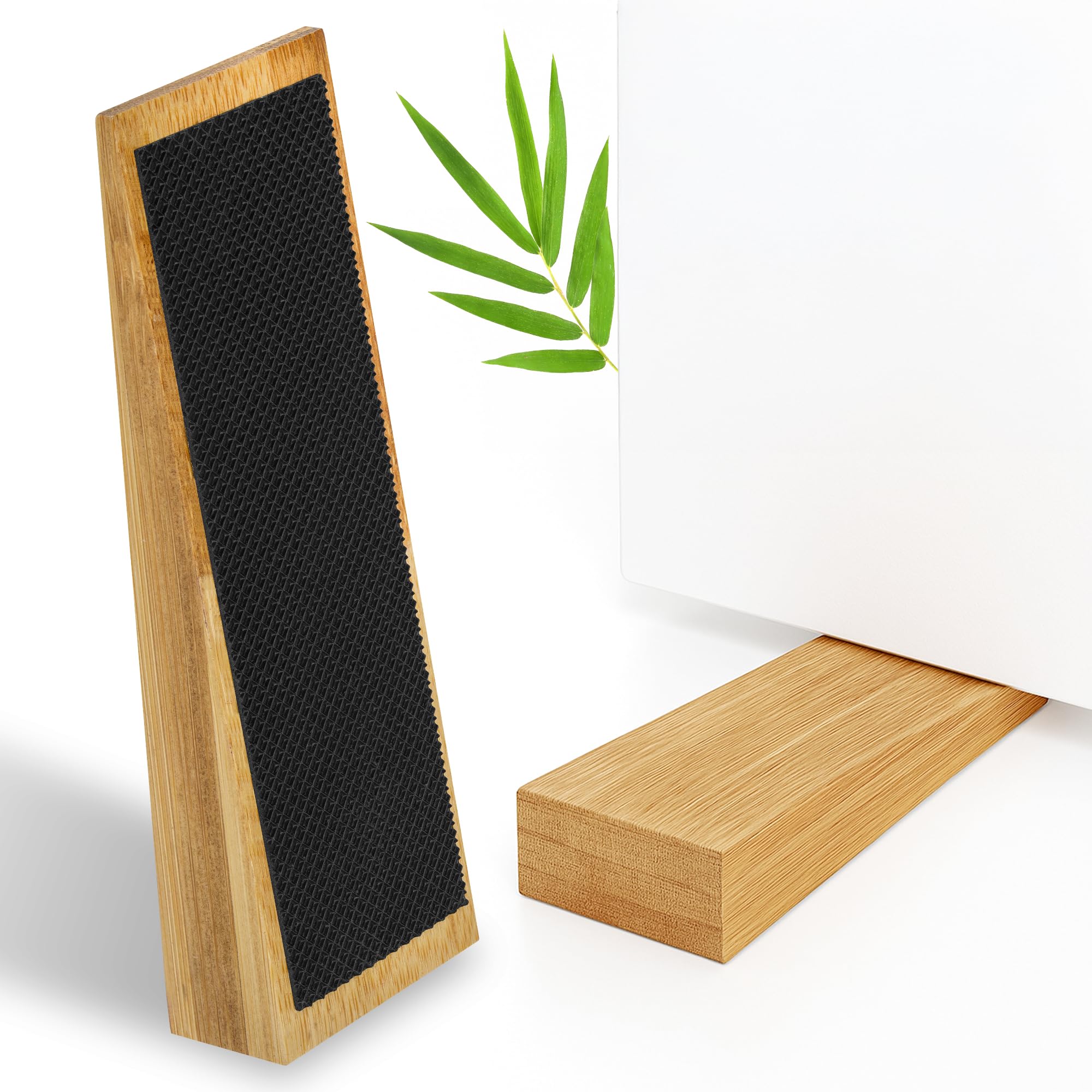 ECENCE fermaporta bambù set 4 pezzi antiscivolo