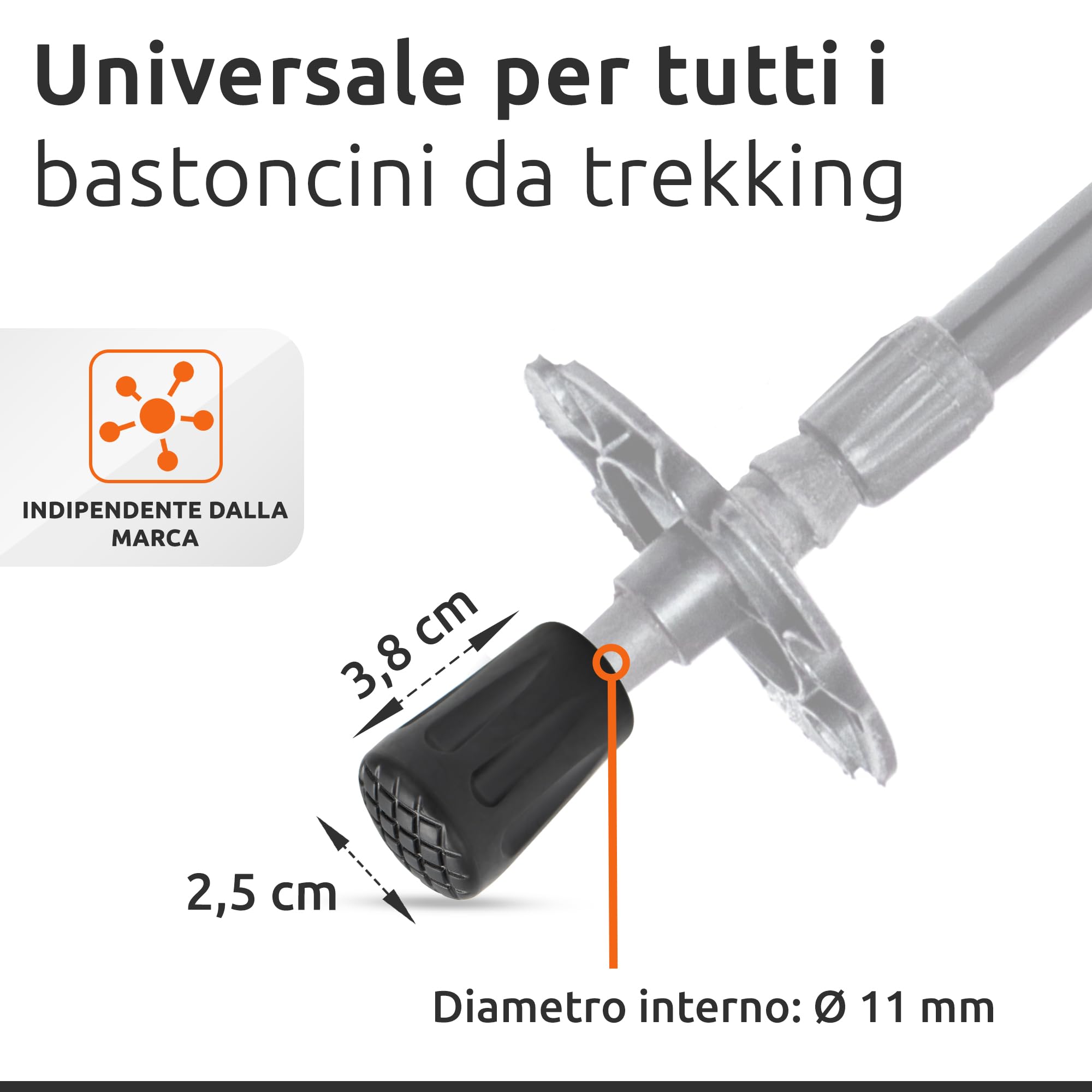ECENCE Asphalt puntali gomma nordic walking 12pz antiscivolo