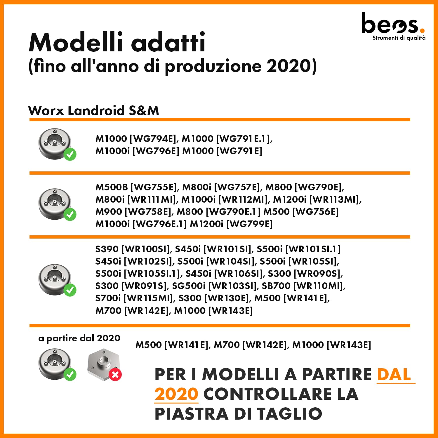 BEOS Tuning disco portacoltelli 6 lame Worx S&M fino 2020