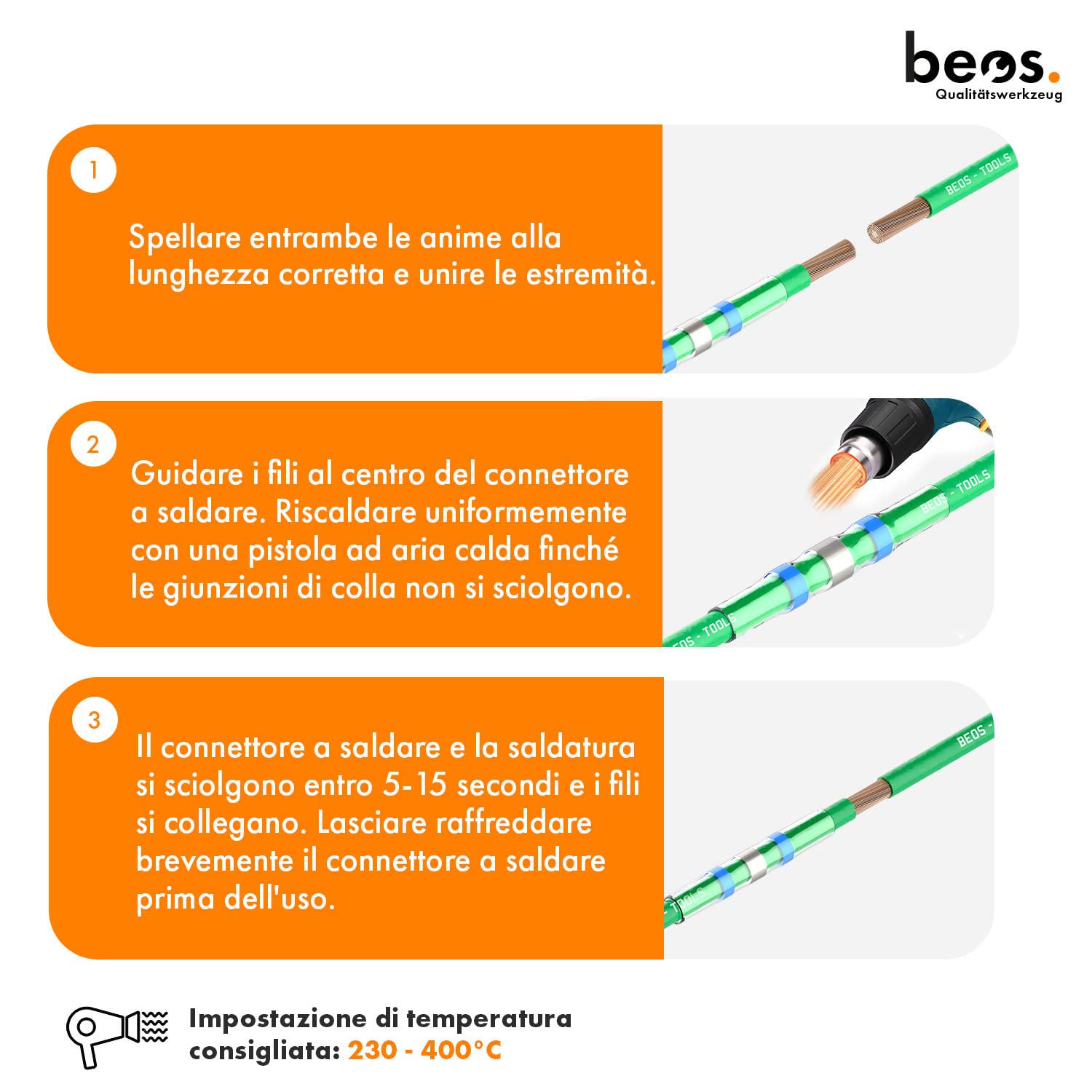 BEOS Connettori a Saldare 20x Cavo Perimetrale Robot Tosaerba Stagni
