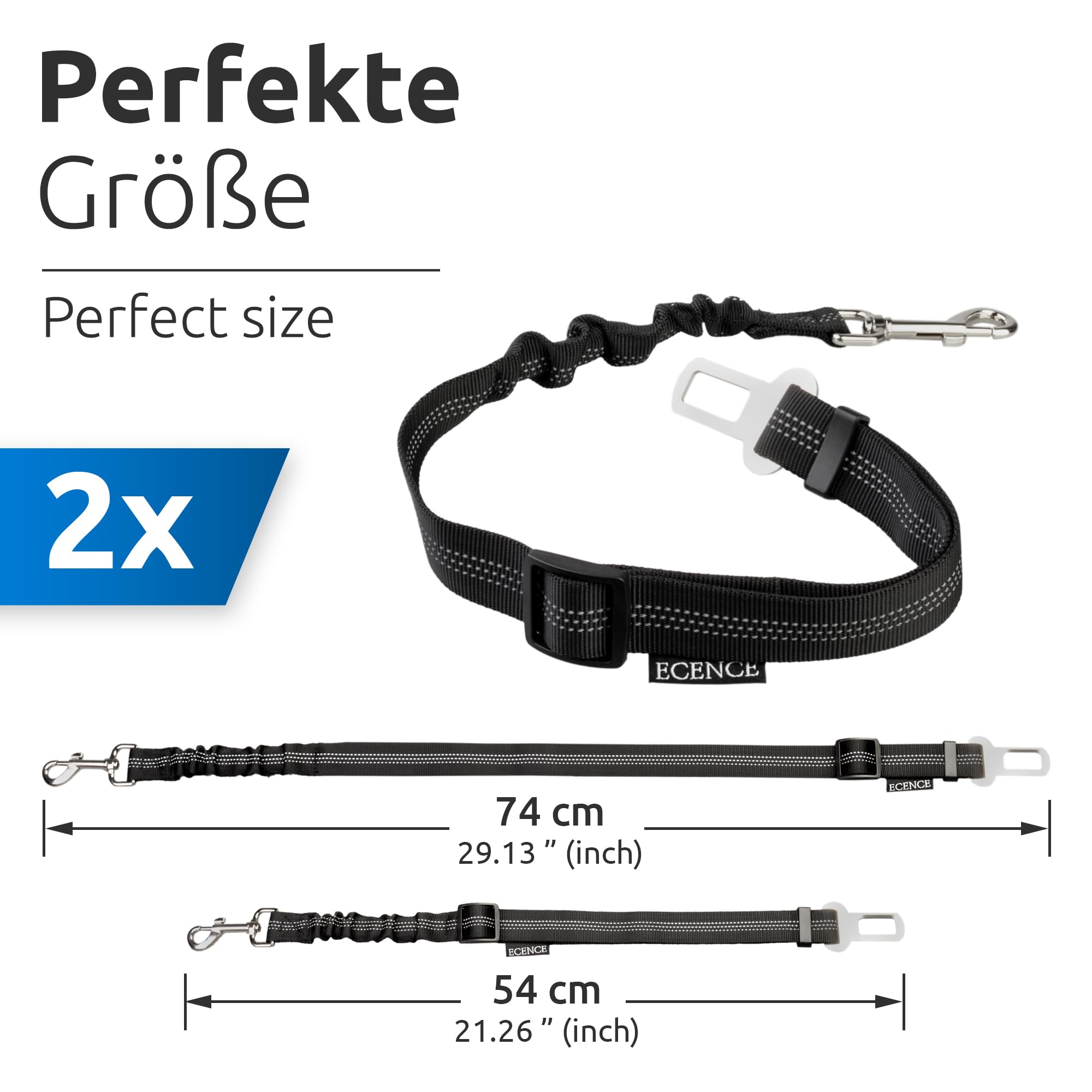 ECENCE cintura sicurezza cane auto elastica 2 pezzi