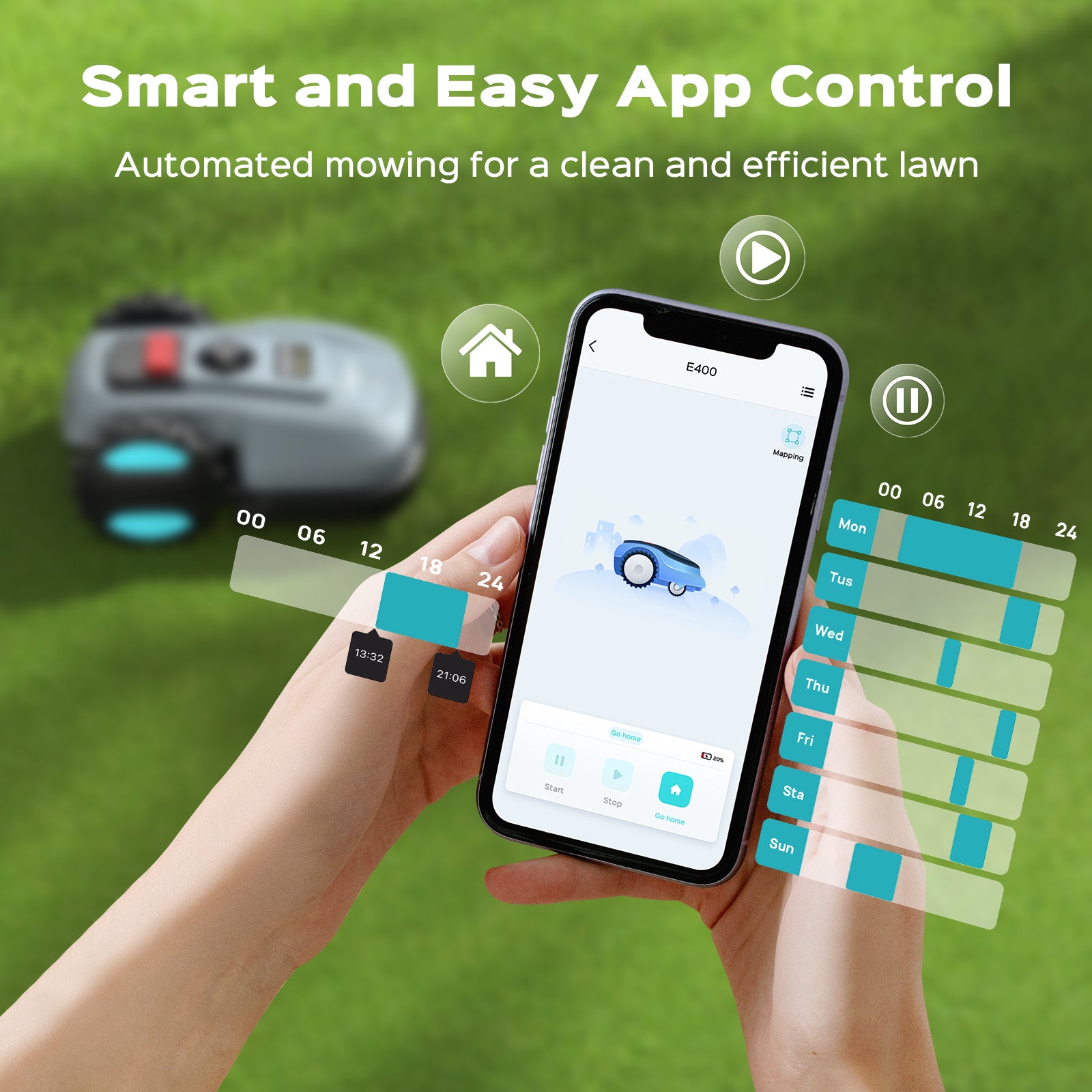 Yardcare E400 Robot Tosaerba con App e Filo Perimetrale