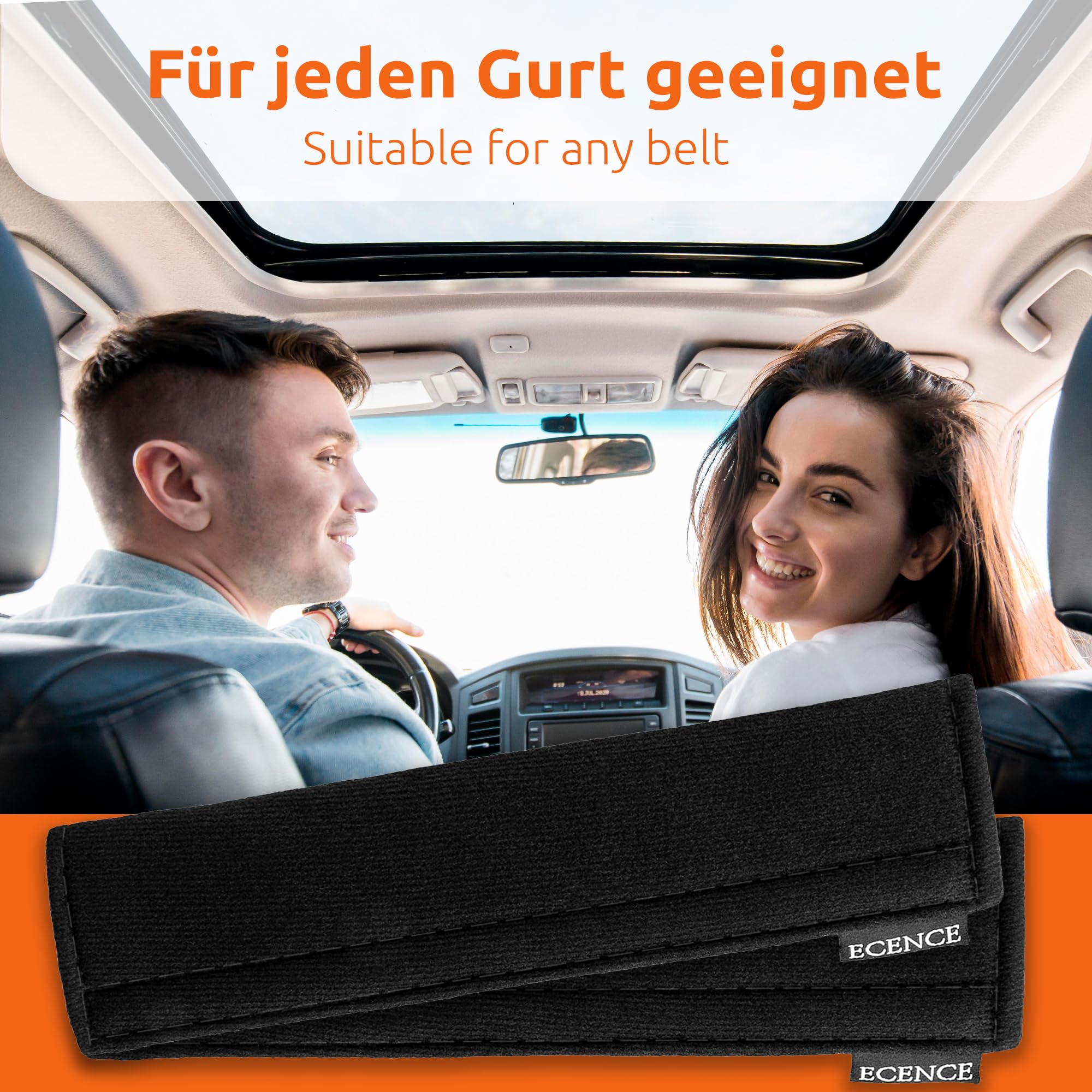 ECENCE Copricintura auto imbottito 2 pezzi velcro universale