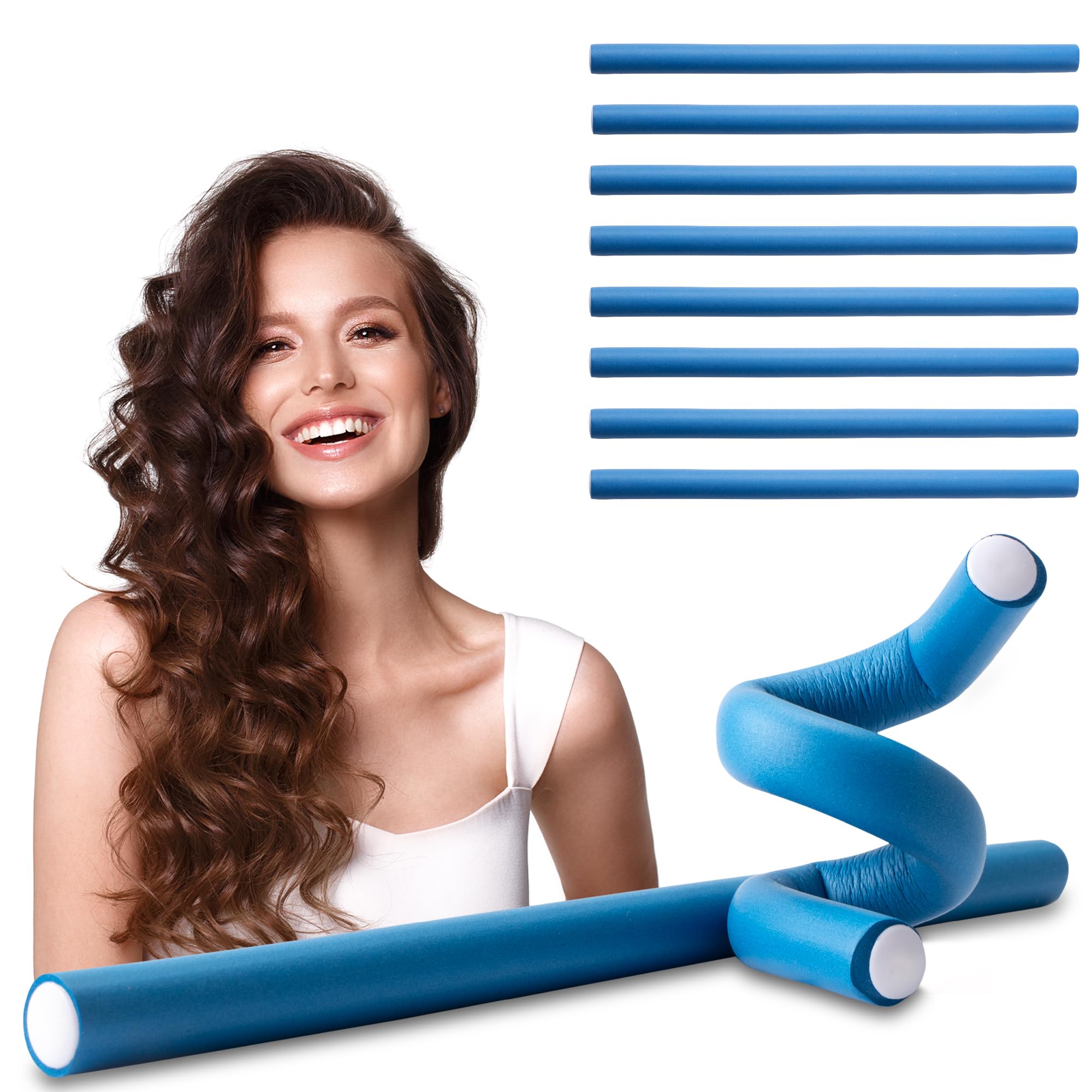 ECENCE Papillote bigodini capelli 14x240 mm 10 pezzi morbidi