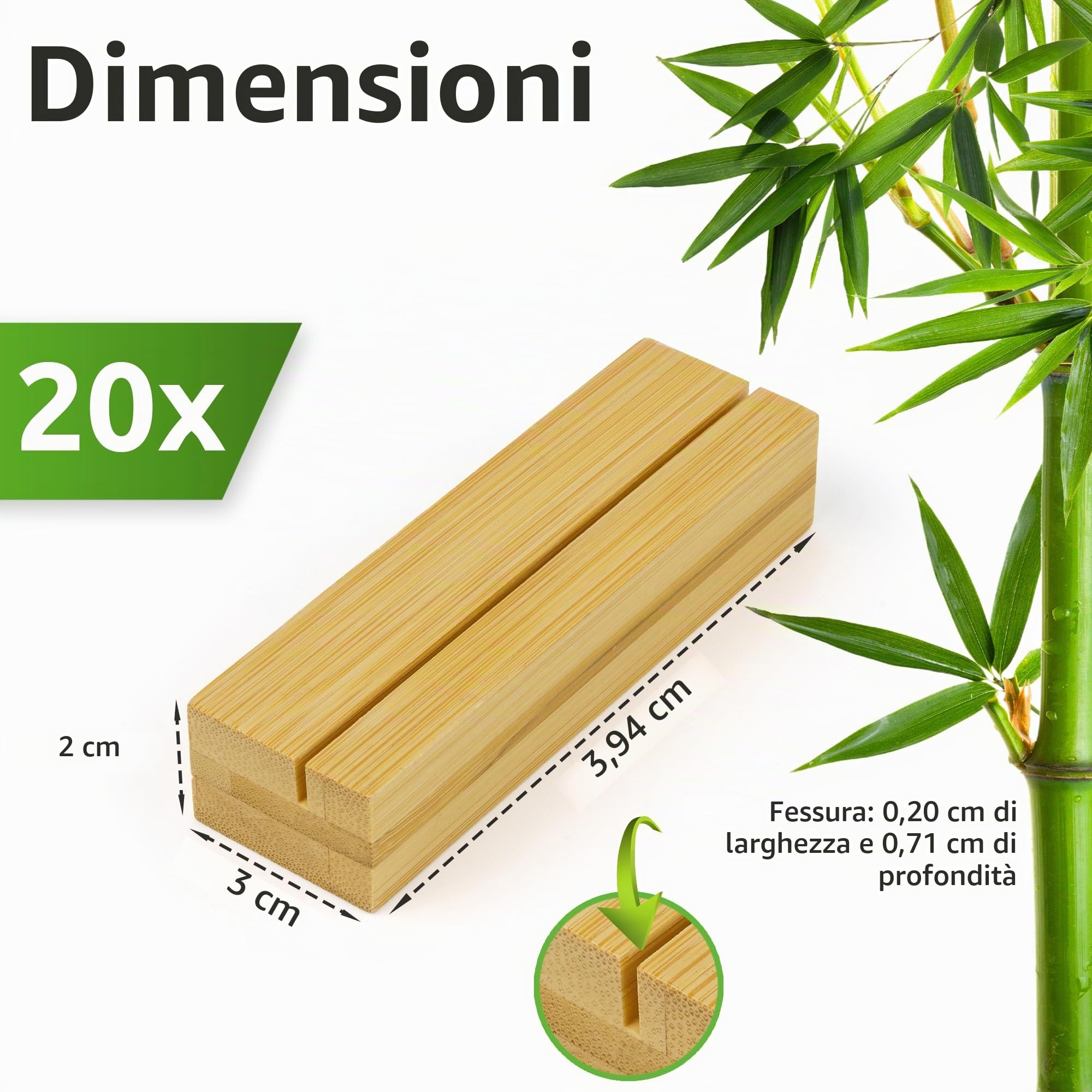 ECENCE segnaposto legno bambù portafoto 20 pz matrimonio