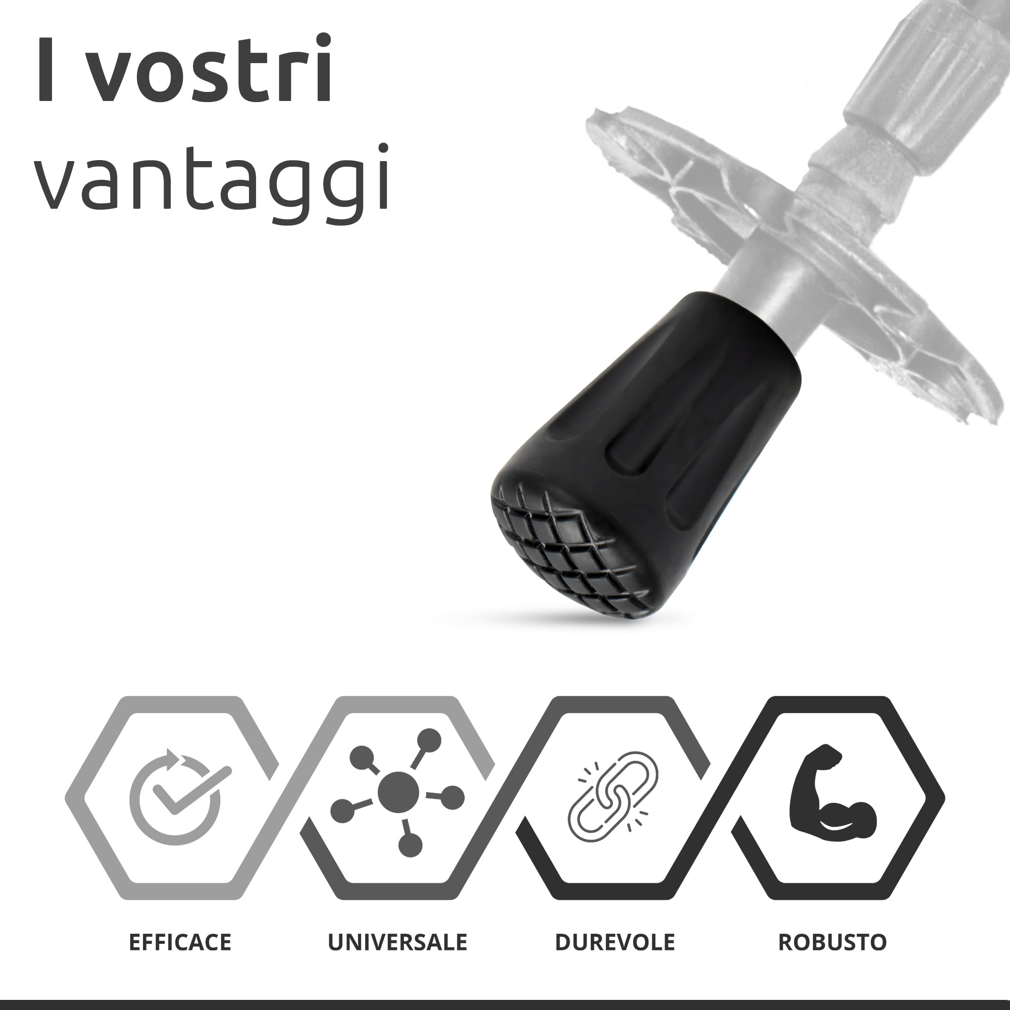 ECENCE Asphalt puntali gomma nordic walking 12pz antiscivolo
