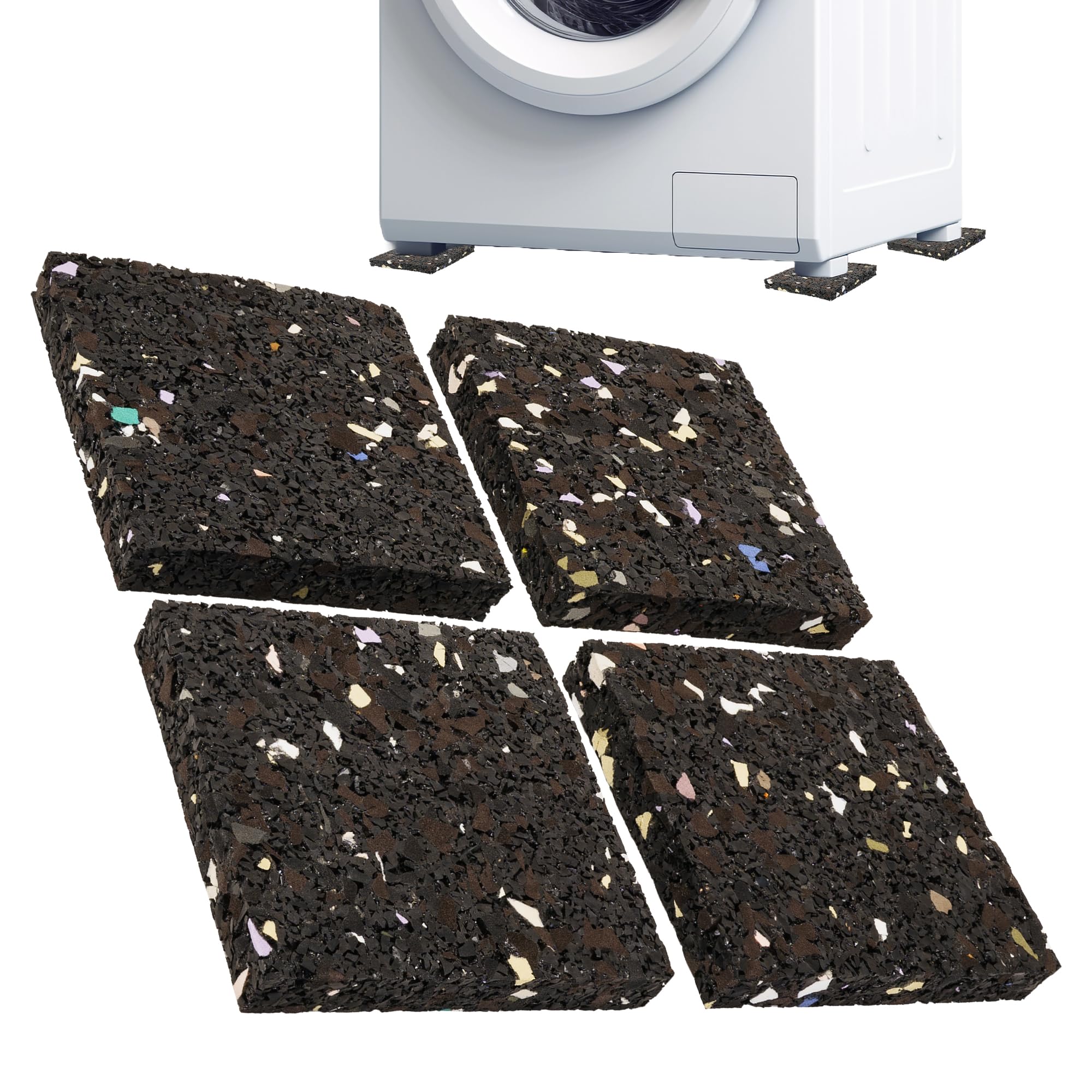 ECENCE Piedini antivibrazione lavatrice 10x10x1cm 4 pezzi nero