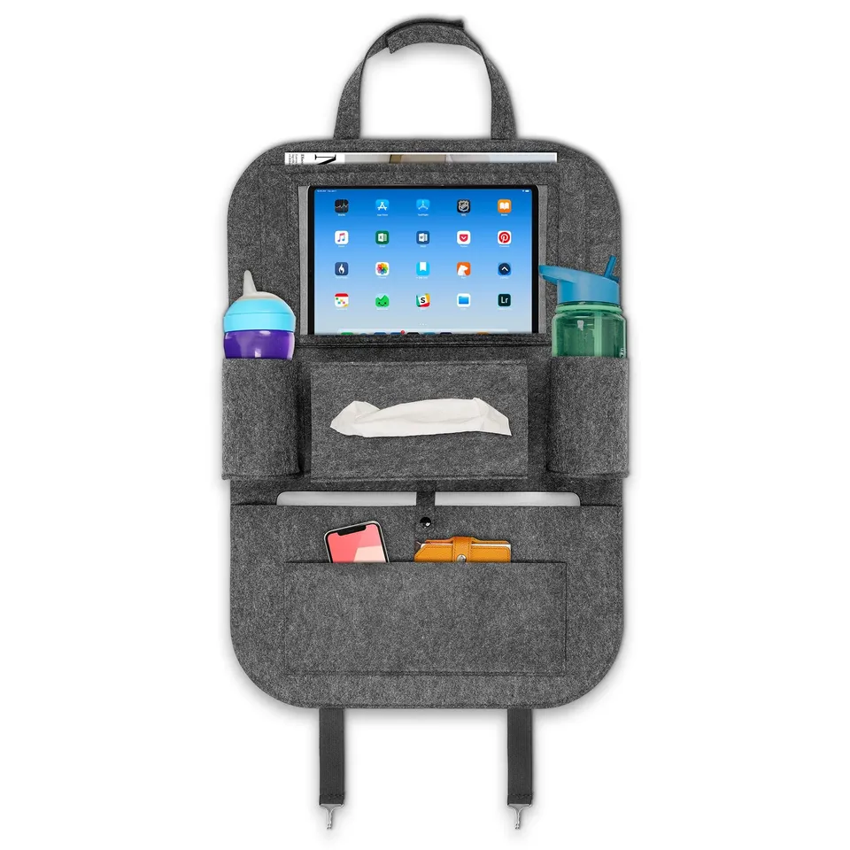 ECENCE Protezione Sedile Auto Bambini Feltro 7 Tasche Tablet