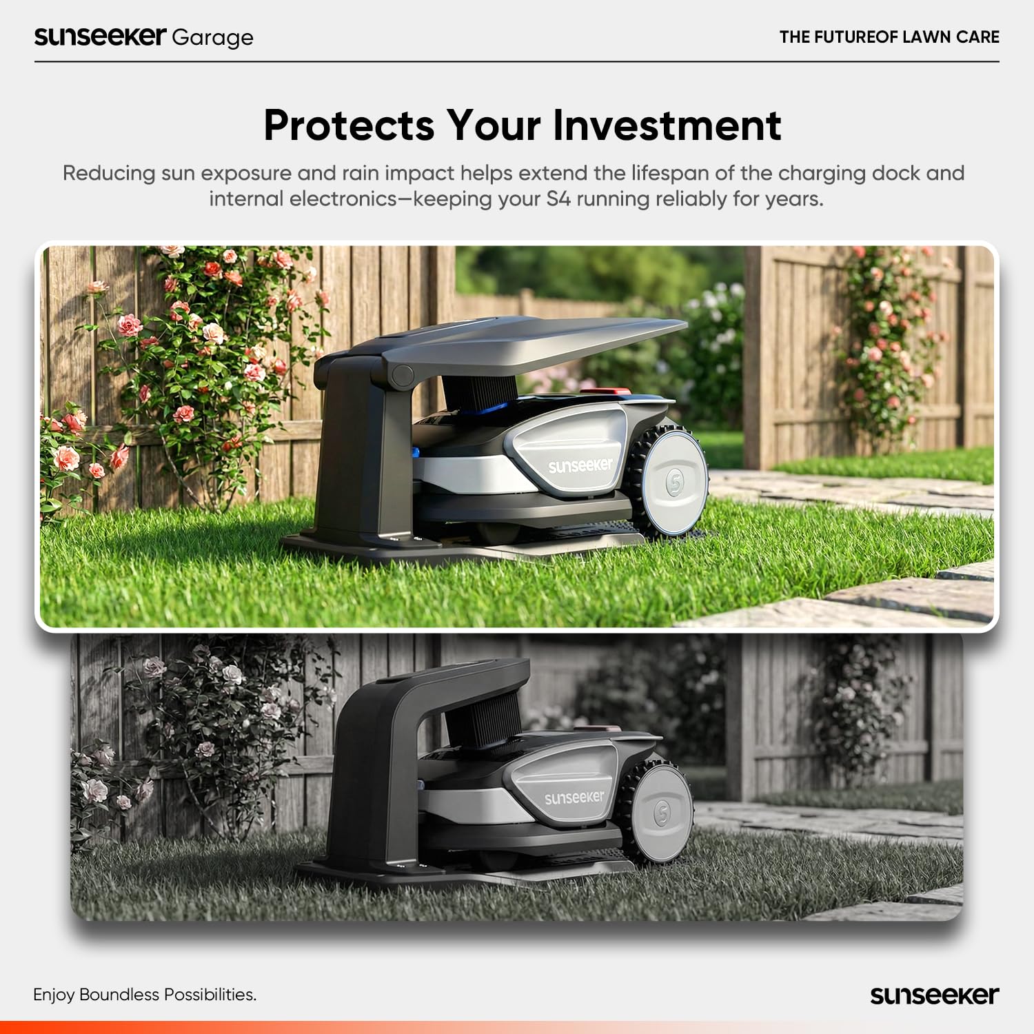Sunseeker Elite S4 garage robot tosaerba anti UV