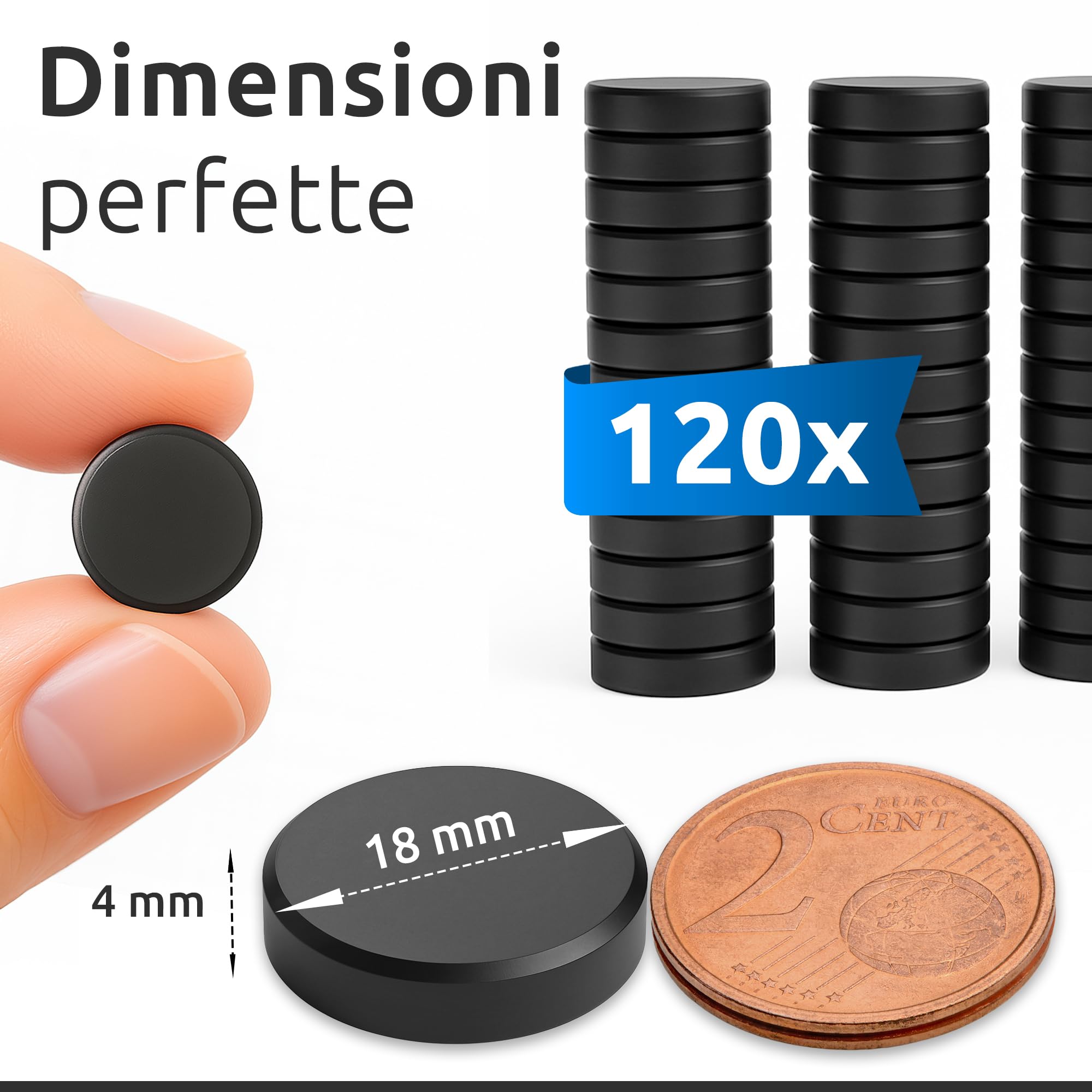 ECENCE Magneti Ferrite Frigo 120 Pezzi 18x4mm