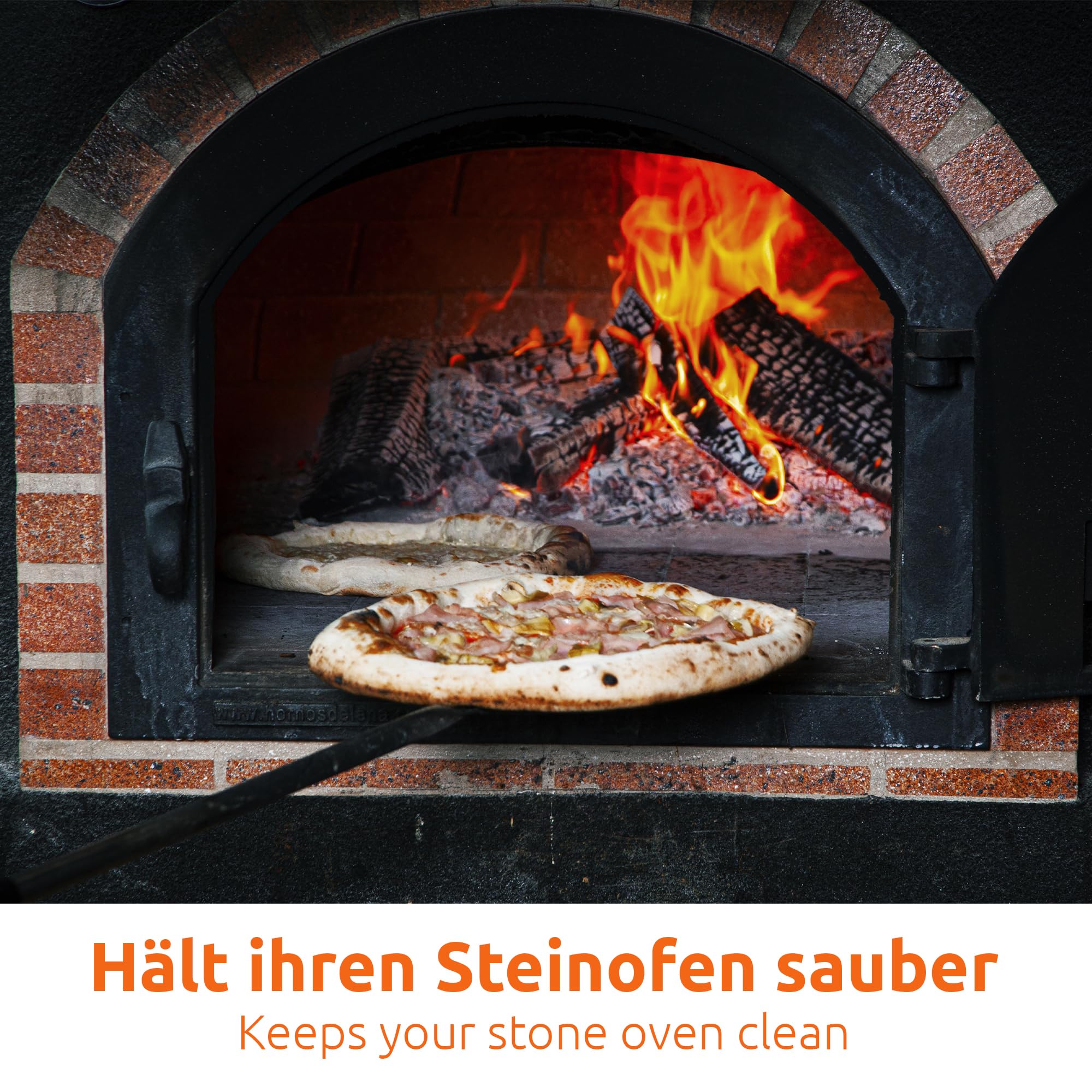 ECENCE Spazzola Forno Pizza Ottone con Raschietto Legno