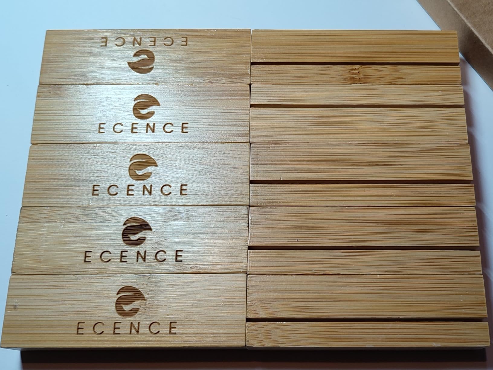 ECENCE Segnaposto Legno Bambù 10cm 10 Pezzi Matrimonio