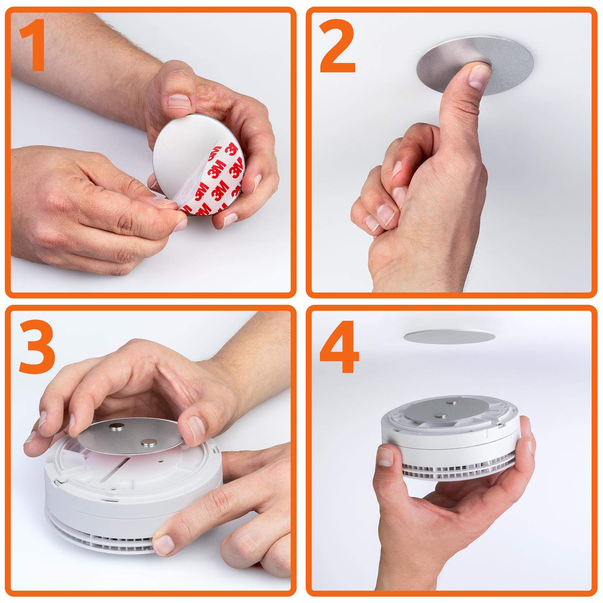 ECENCE Supporto magnetico rilevatore fumo 70mm 10 pezzi adesivo