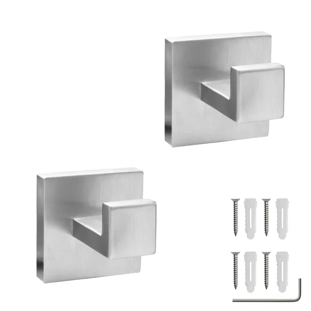 Ecence ganci portasciugamani inox 2 pezzi spazzolato