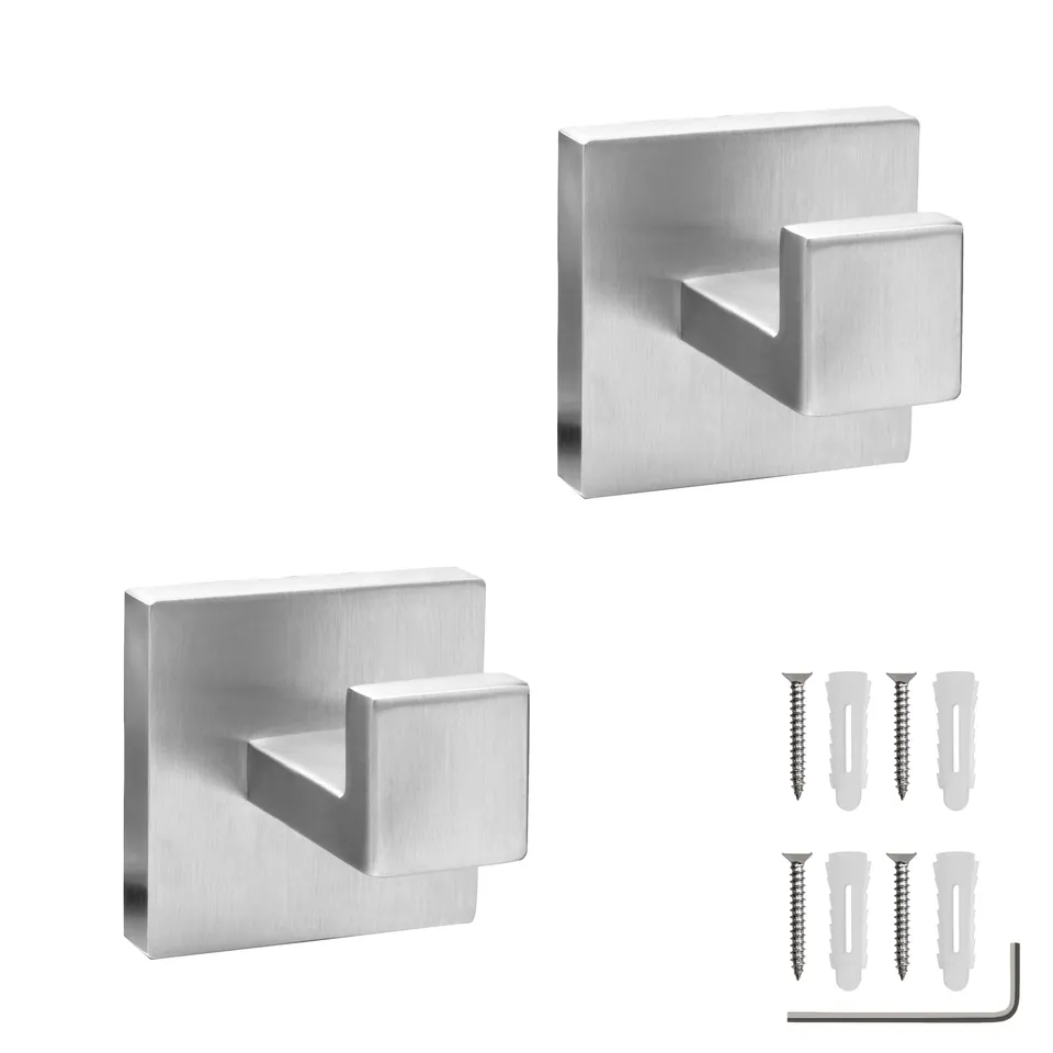 Ecence ganci portasciugamani inox 2 pezzi spazzolato