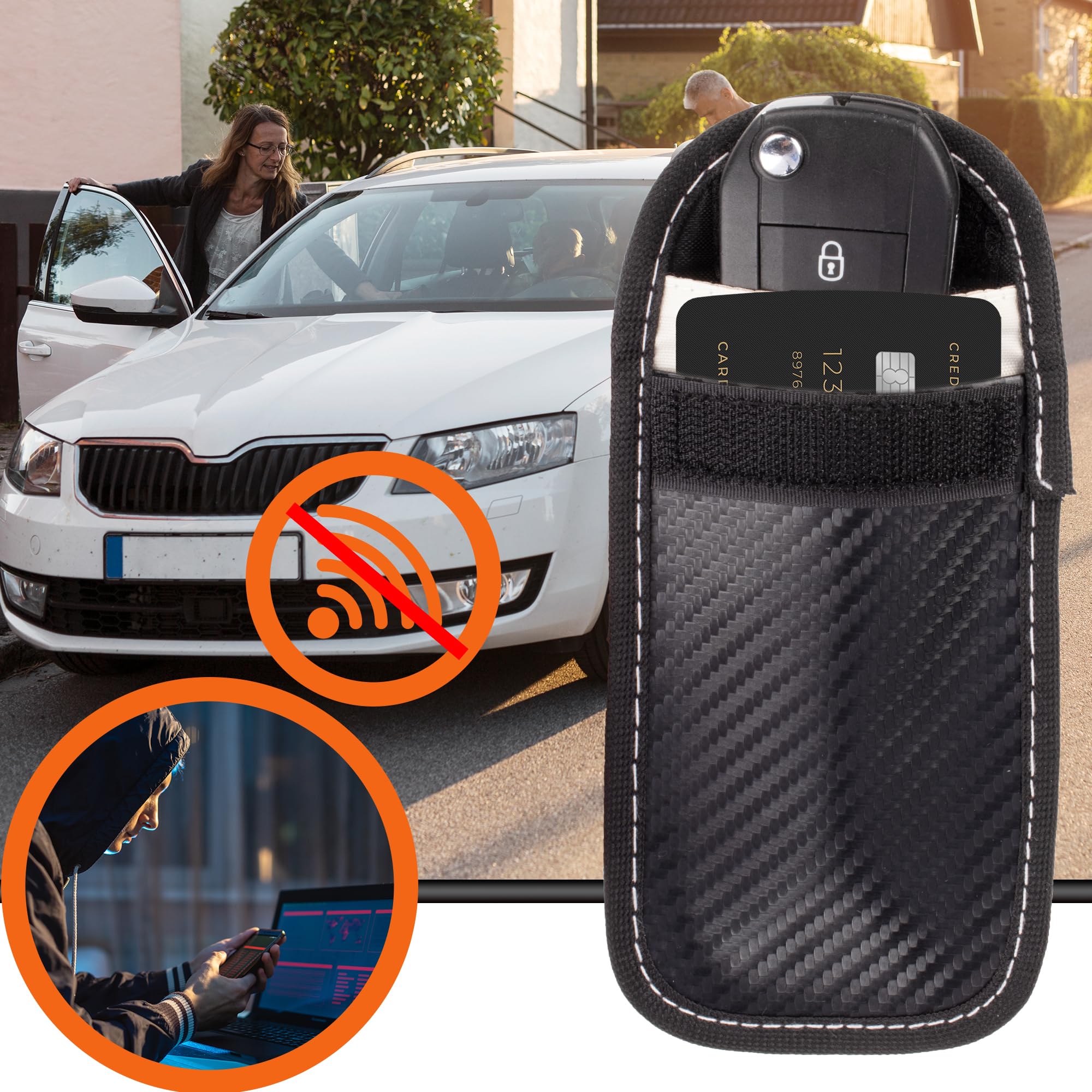 ECENCE Custodia Chiave Auto RFID Keyless Nera Antifurto
