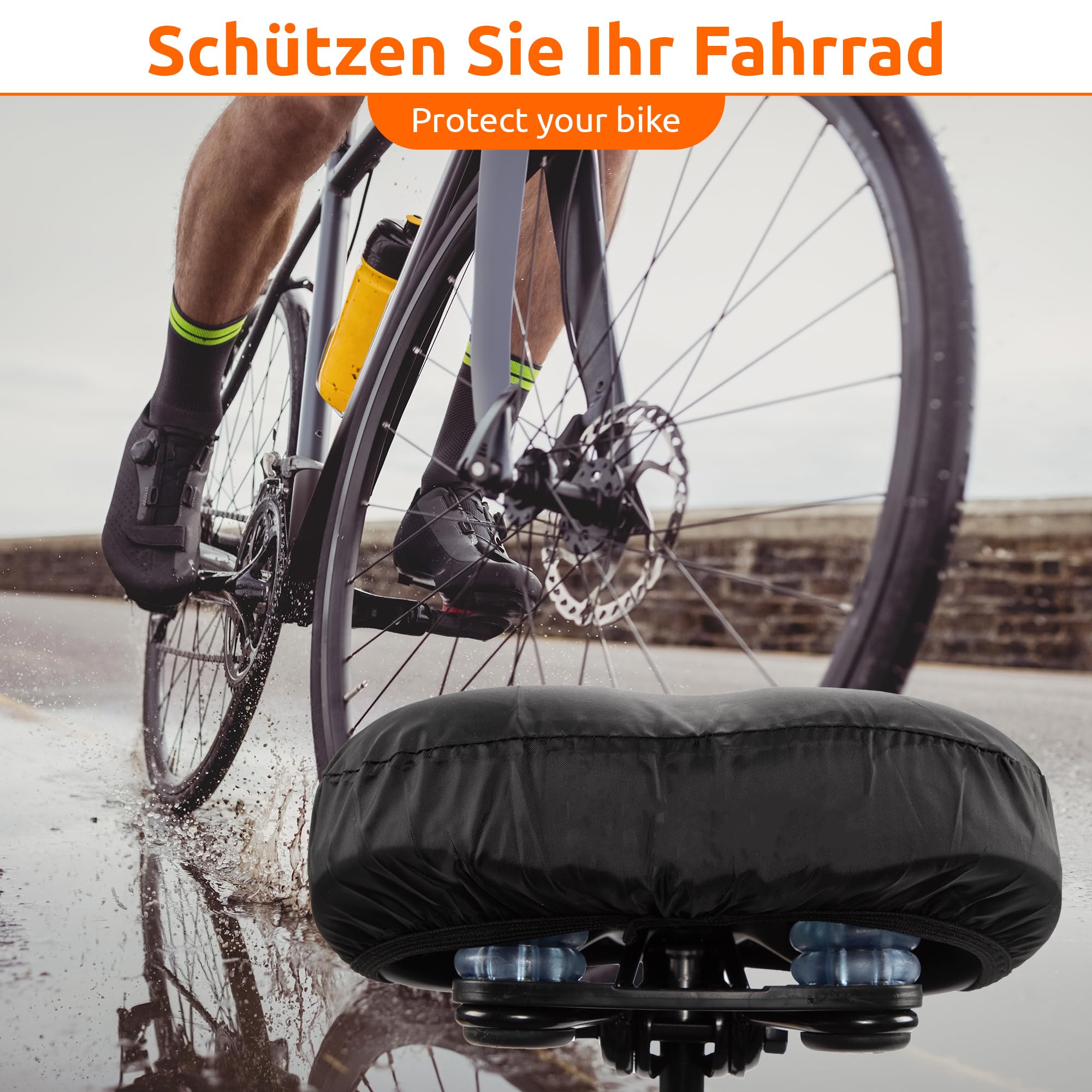 ECENCE coprisella bici impermeabile set 2 pezzi nero giallo