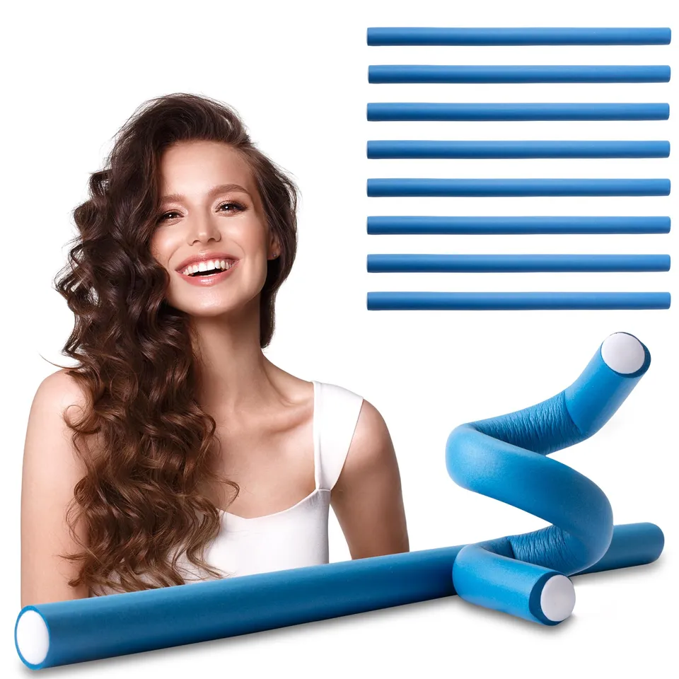 ECENCE Papillote bigodini capelli 14x240 mm 10 pezzi morbidi