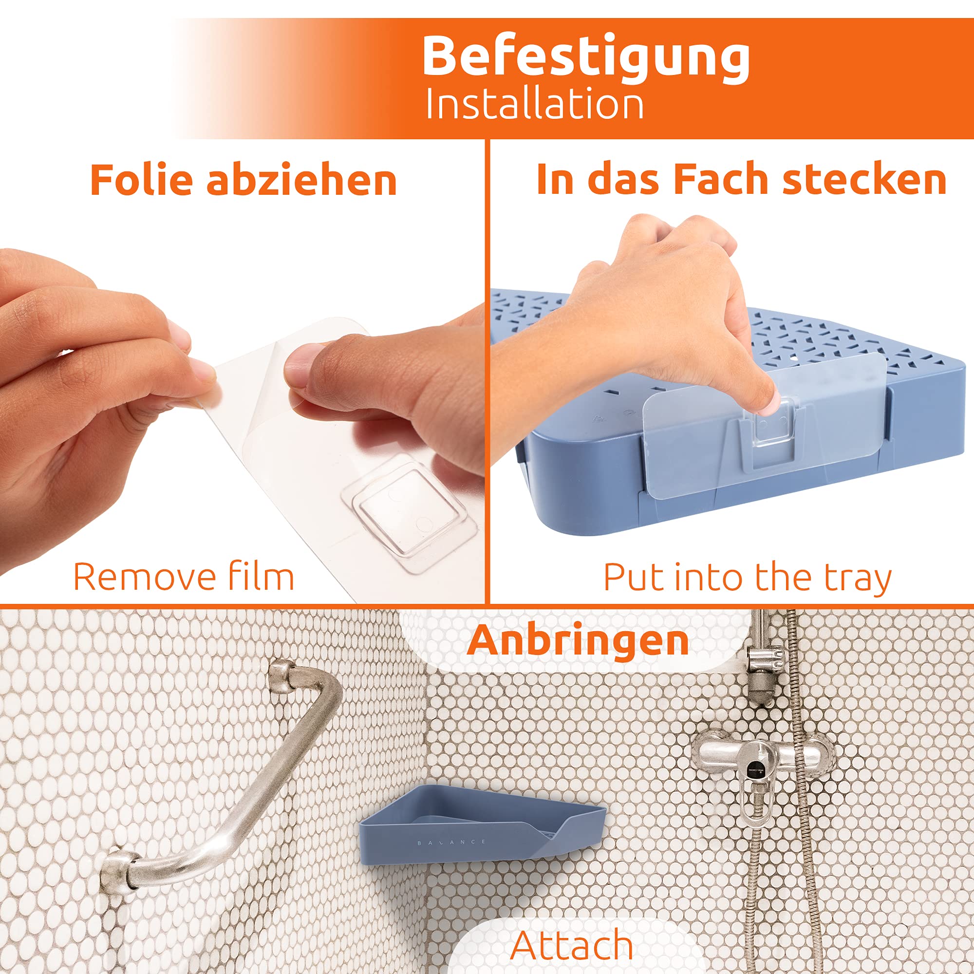 ECENCE mensola doccia angolare blu ABS adesiva