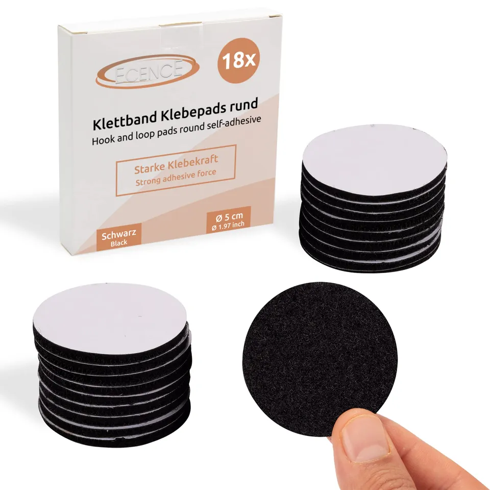 ECENCE Pad Adesivi a Strappo Neri 18x 50 mm Fissaggio Forte