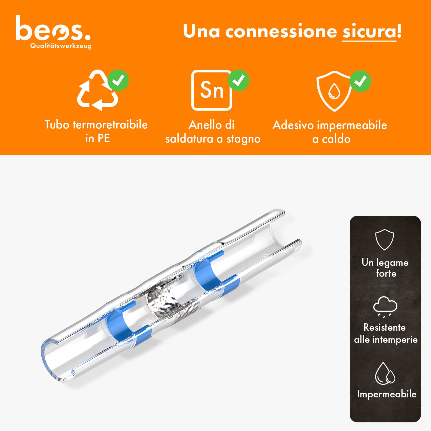 BEOS Connettori a Saldare 20x Cavo Perimetrale Robot Tosaerba Stagni