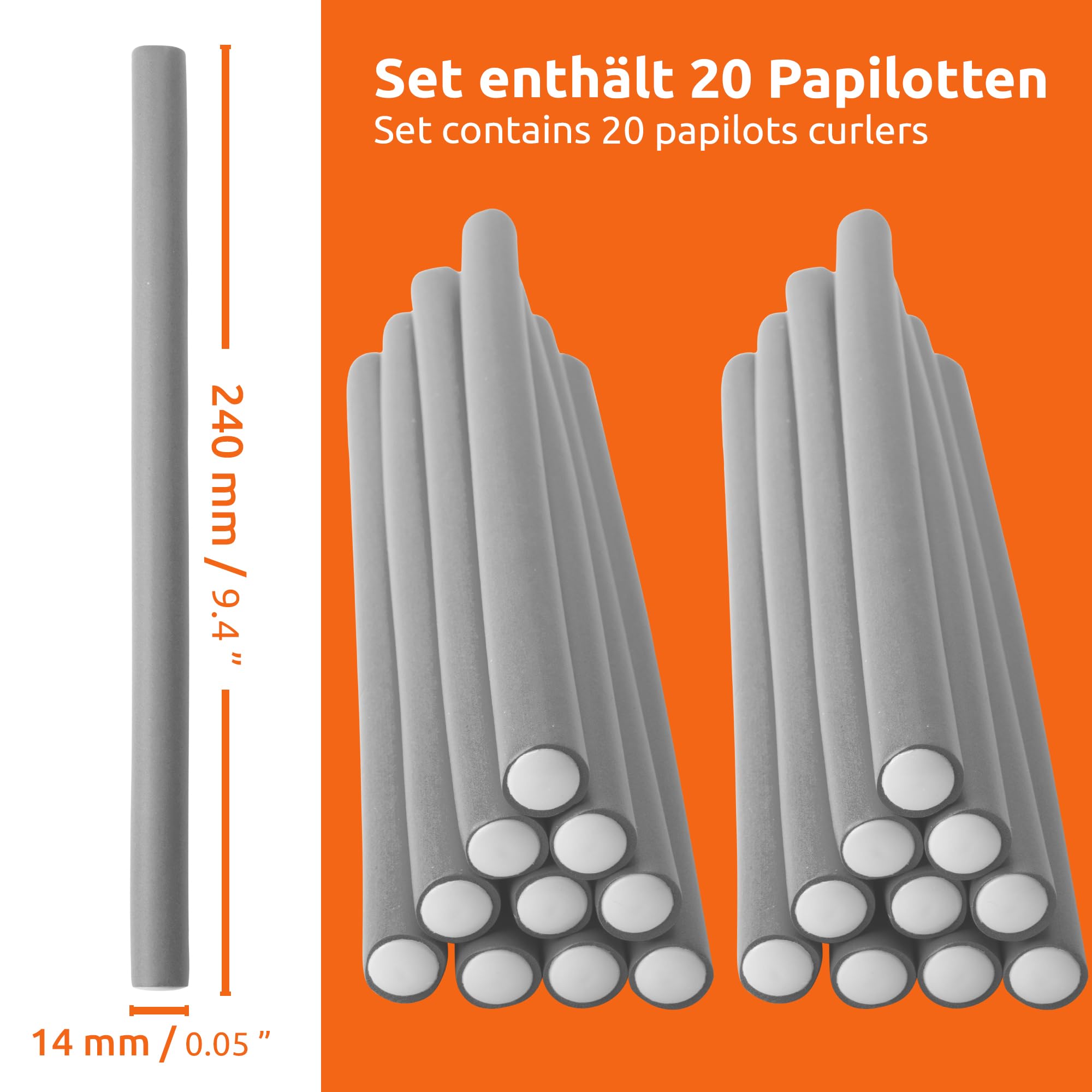 Ecence Bigodini Flessibili Senza Calore Grigio 20 pz 14x240 mm