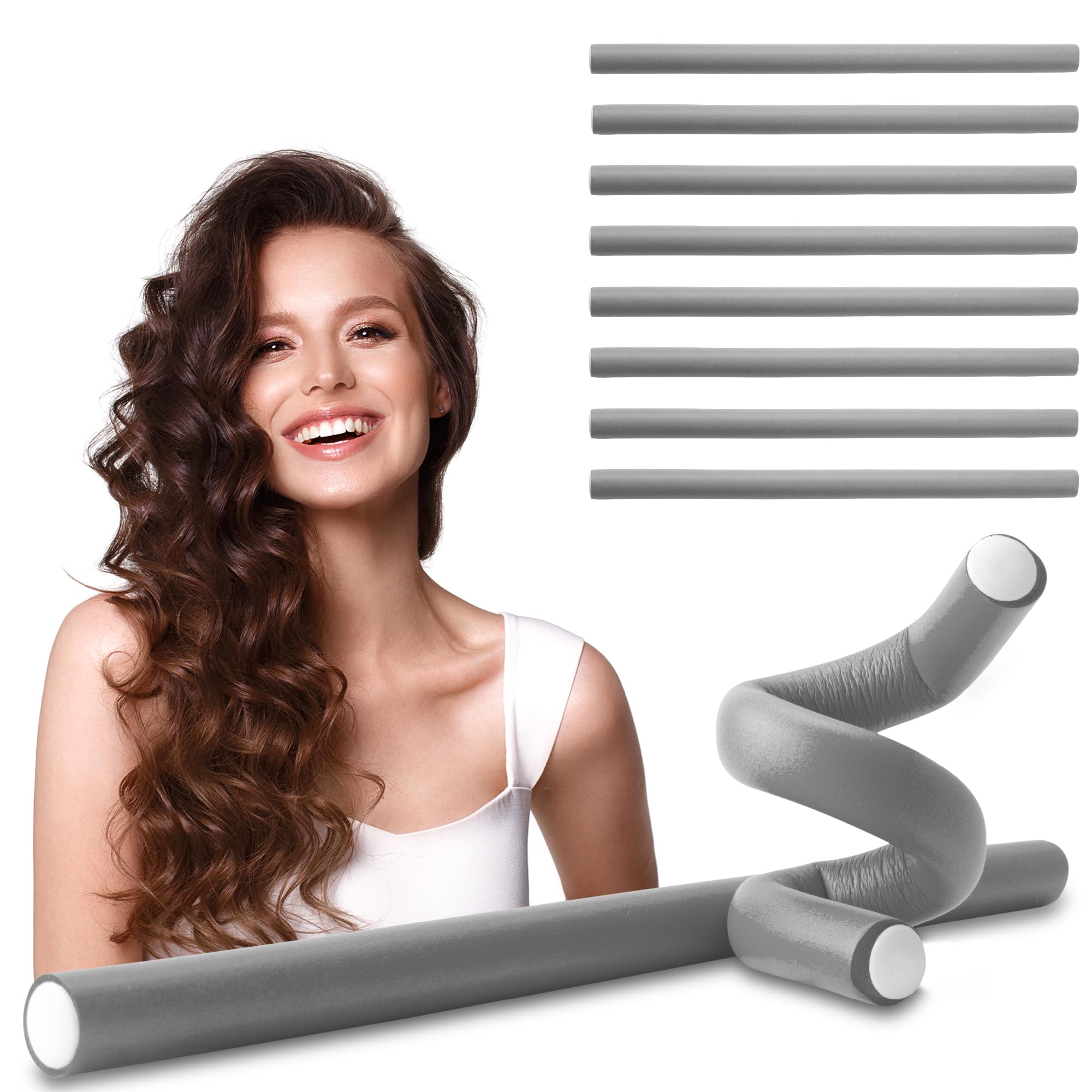 ECENCE Bigodini Flessibili Senza Calore 10pz Grigio